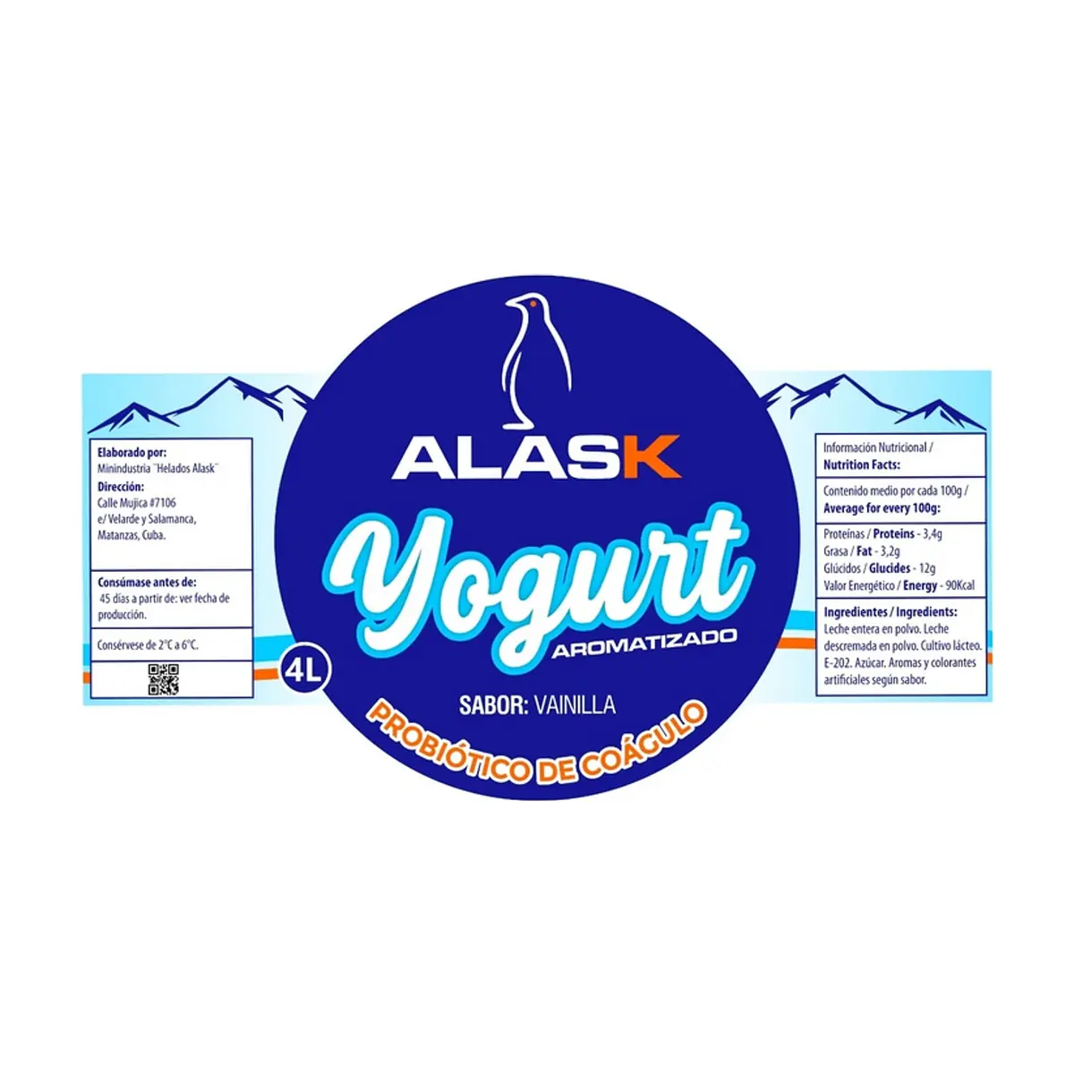Yogurt probiótico de coágulo sabor vainilla Alask (4 L) - Thumbnail 2