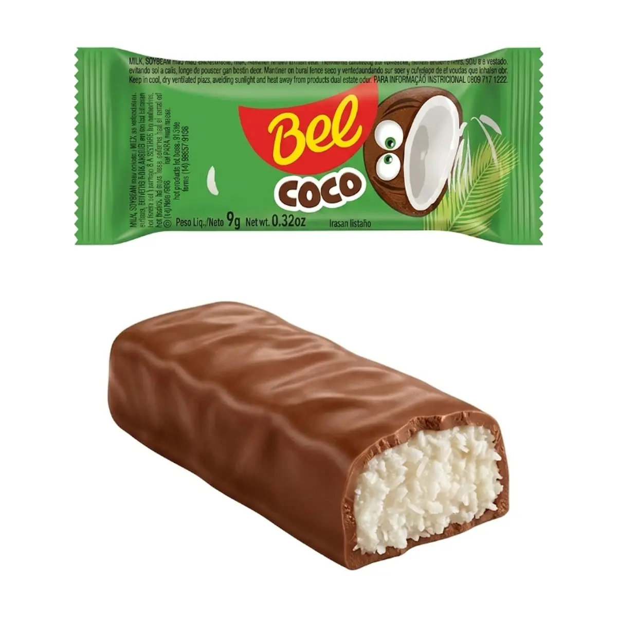 Bombón de chocolate relleno de crema de coco Bel (9 g / 0.32 oz)