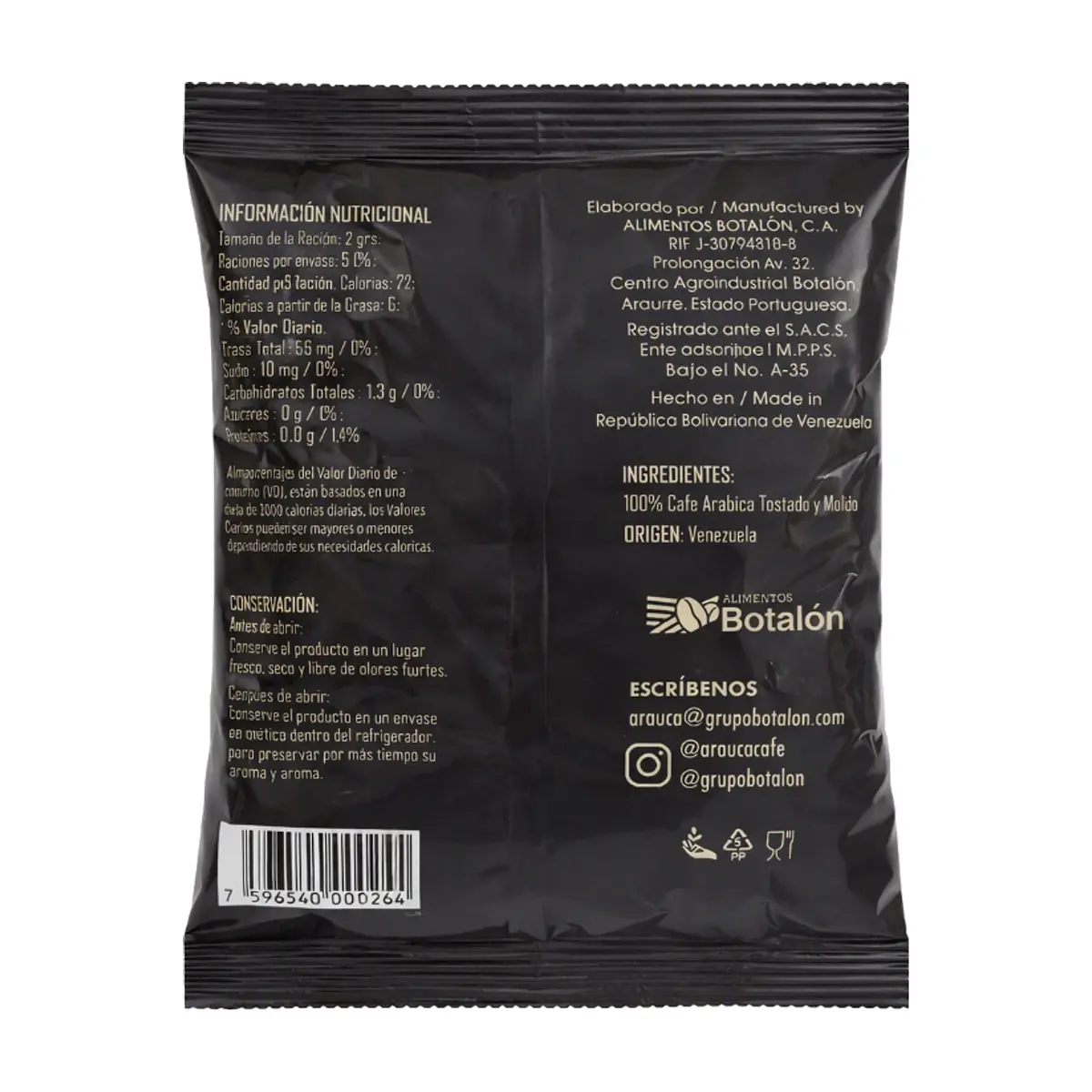 Café tostado y molido gourmet Arauca (100 g / 3.5 oz) - Thumbnail 2