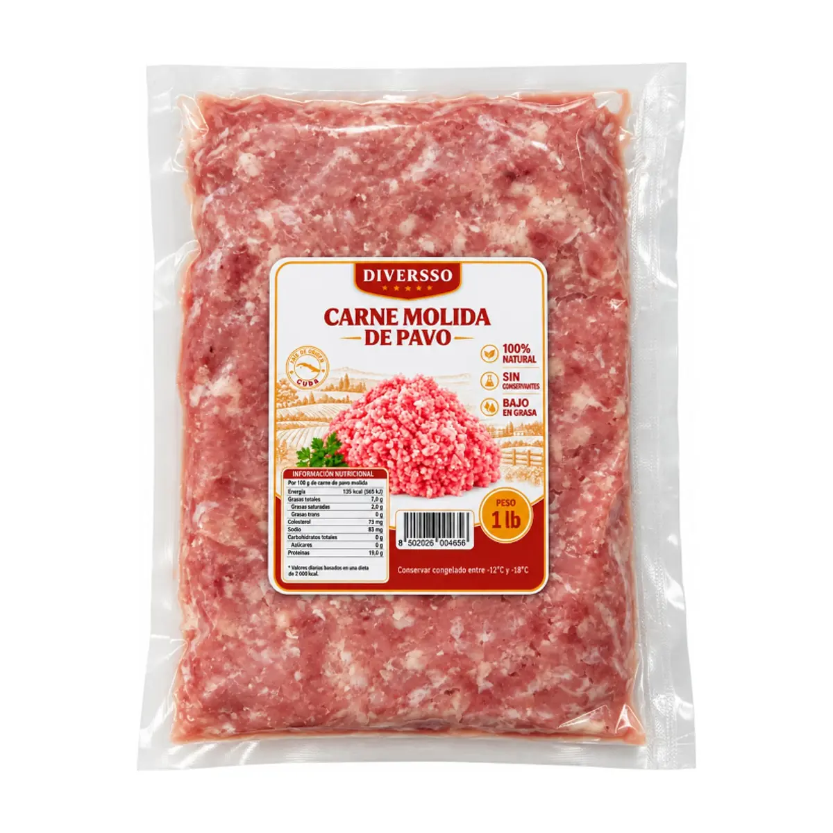 Carne molida de pavo al vacío Diversso (454 g / 1 lb)