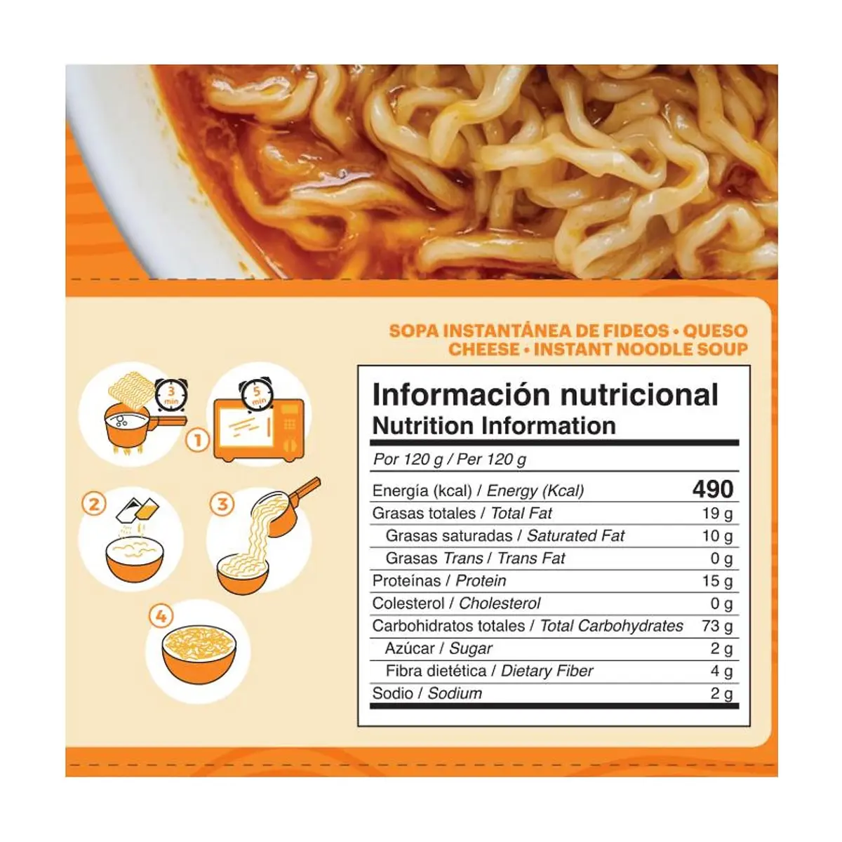 Sopa instantánea de fideos con sabor a queso YEYA (75 g / 2.6 oz) - Thumbnail 3