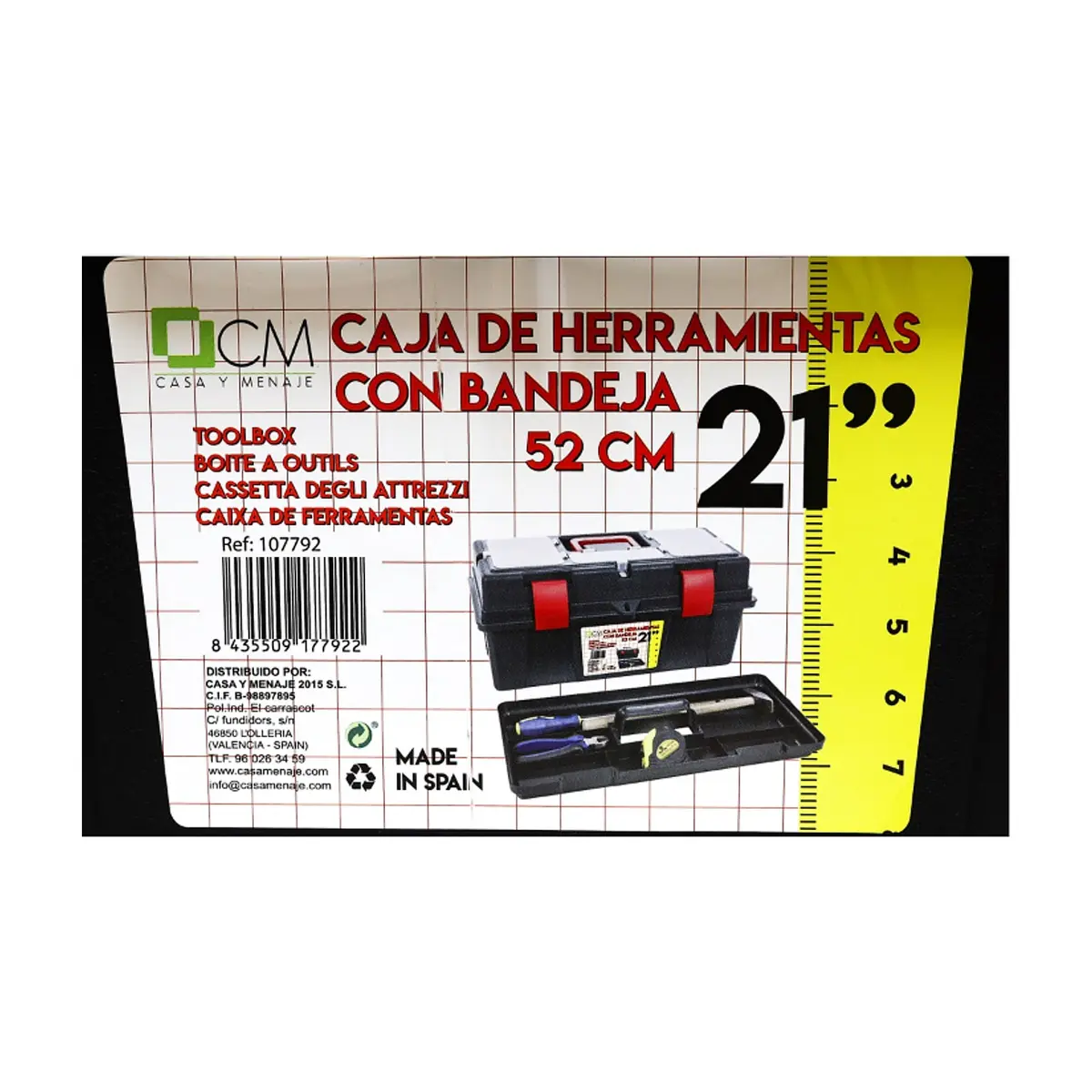Caja de herramientas de plástico con bandeja 21" Casa y Menaje - Thumbnail 3