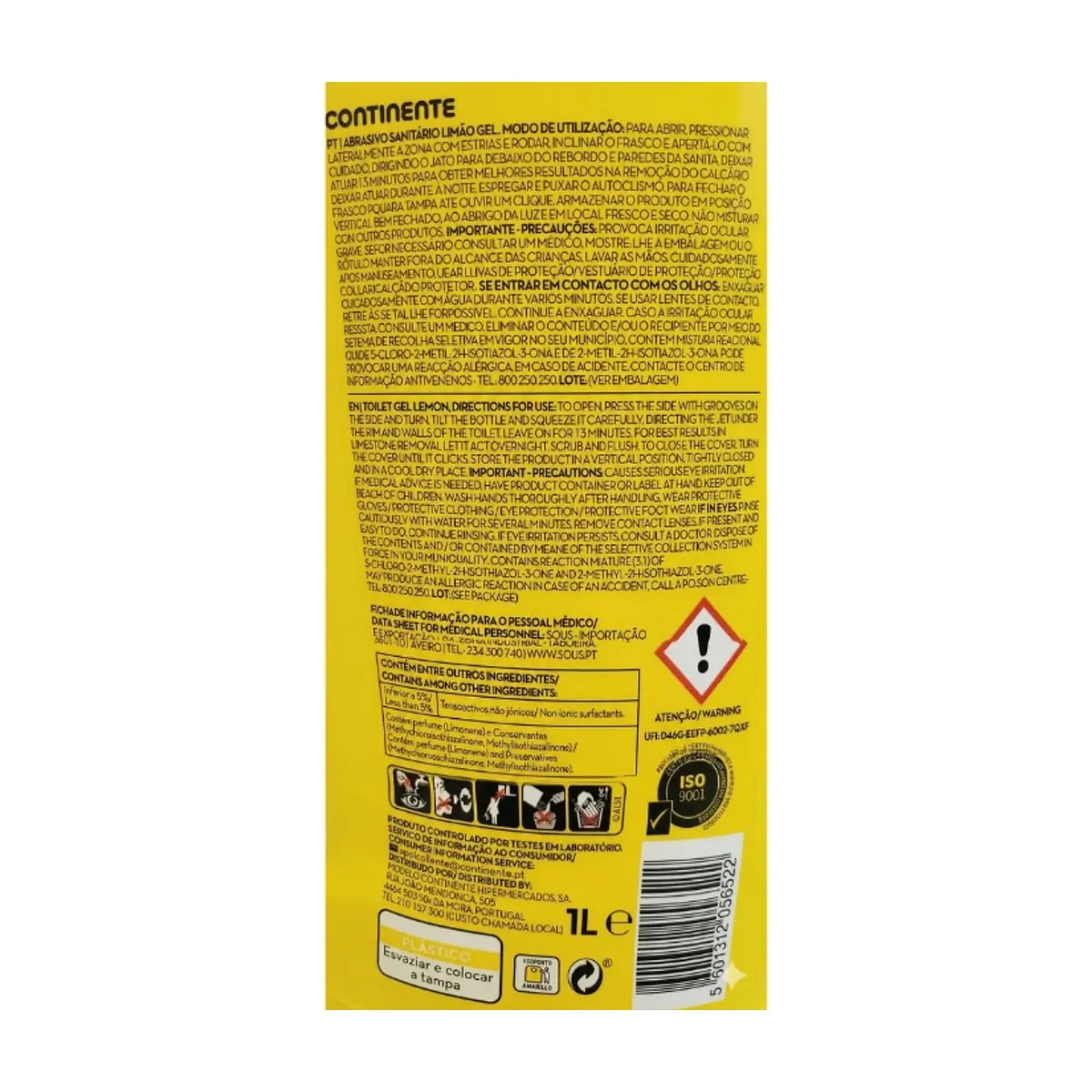 Gel abrasivo sanitario limón Continente (1 L / 33.8 fl oz) - Thumbnail 3