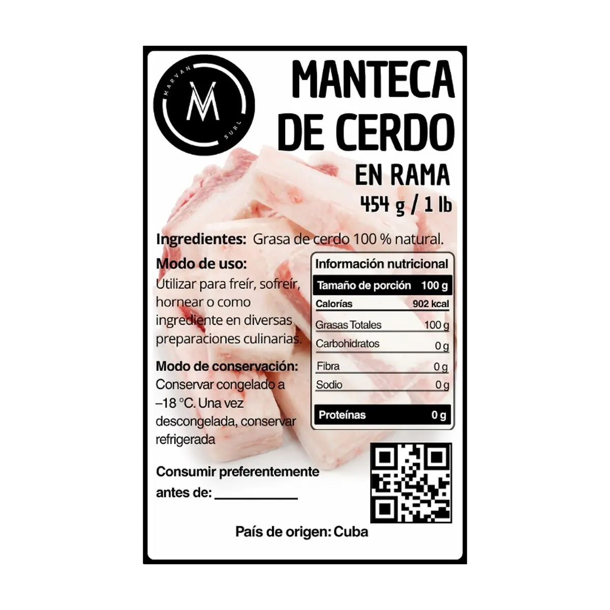 Manteca de cerdo en rama PDL LMC (454 g / 1 lb) - Thumbnail 4