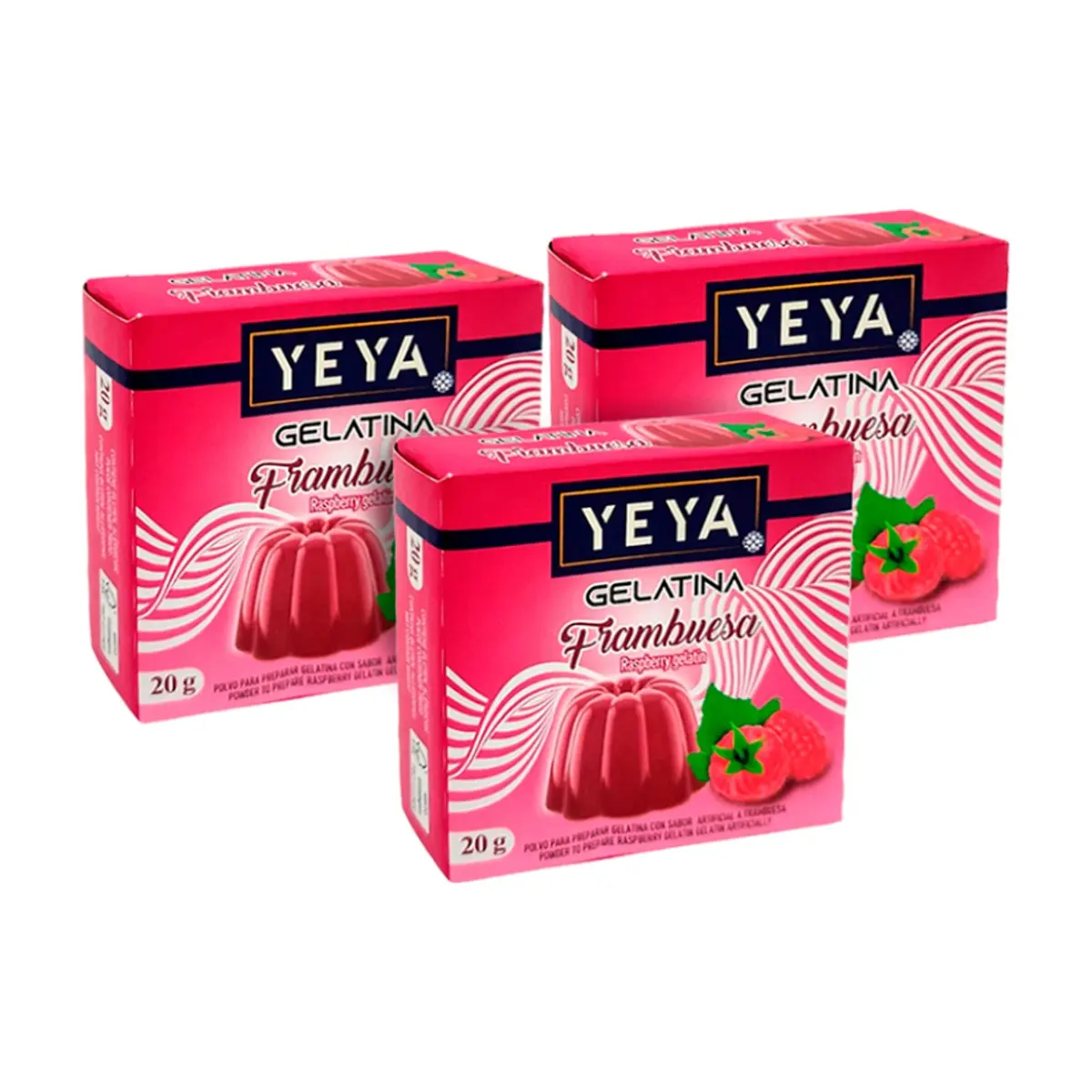 Gelatina sabor frambuesa YEYA (3 x 20 g)