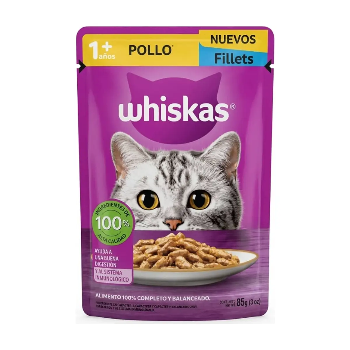 Alimento para gatos adulto sabor a pollo Whiskas (85 g / 2.99 oz)