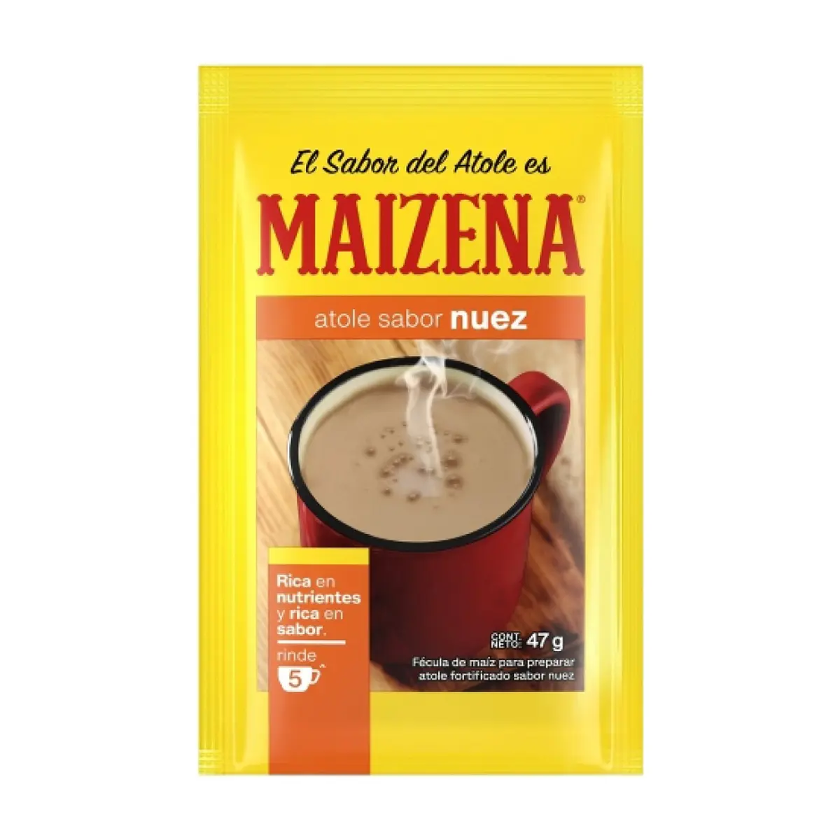 Fécula de maiz para preparar atole fortificado sabor nuez Maizena (47 g / 1.65 oz)