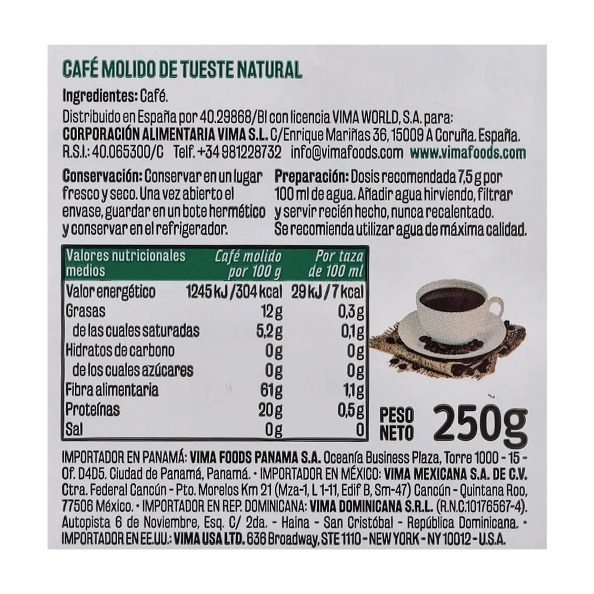 Café molido natural Vima Foods (250 g / 8.81 oz) - Thumbnail 4