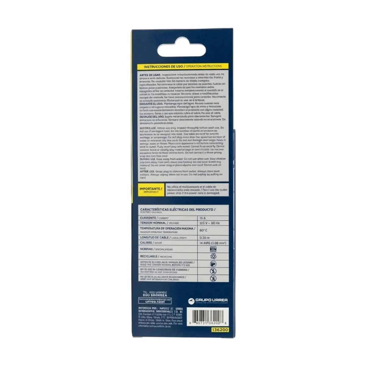 Barra multicontacto - regleta - con cable 0.30 m Surtek 136200 - Miniatura 2
