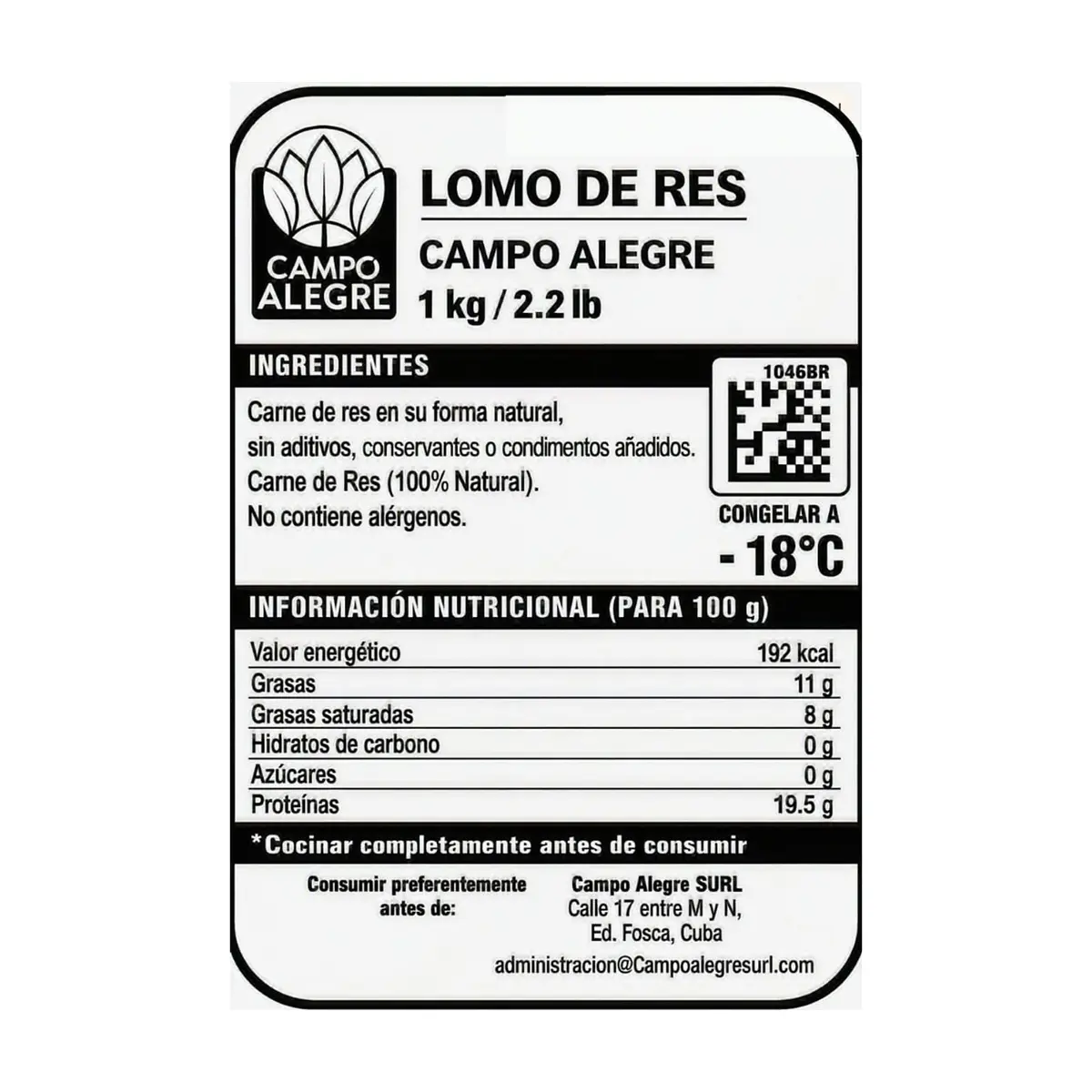 Lomo de res Campo Alegre (1 kg / 2.2 lb) - Miniatura 2