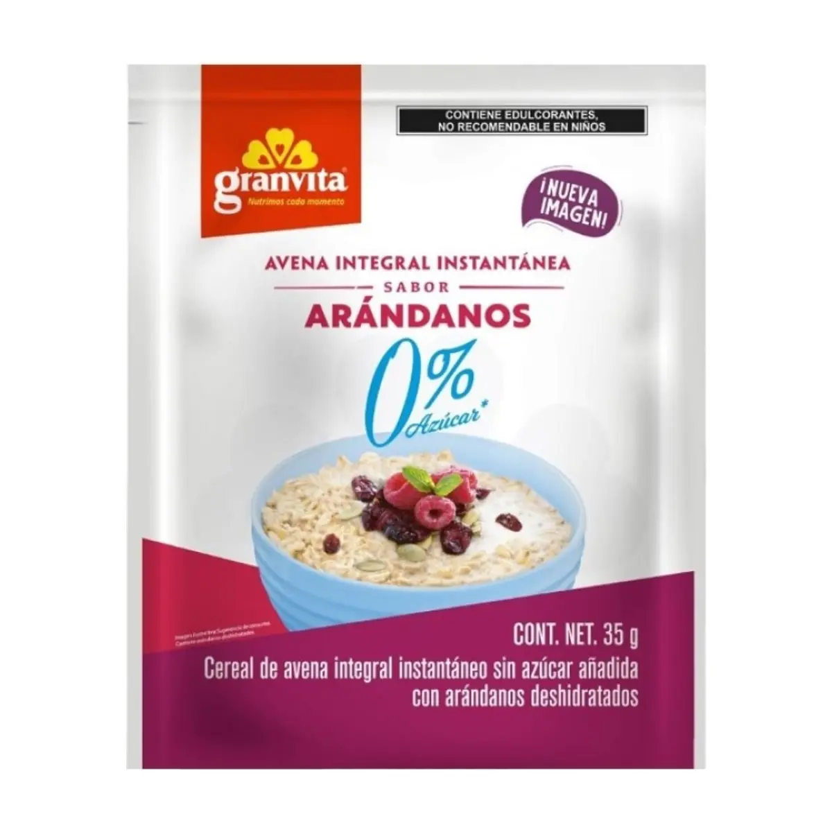 Avena instantánea integral sin azúcar sabor arádanos Ganvita (35 g / 1.23 oz)