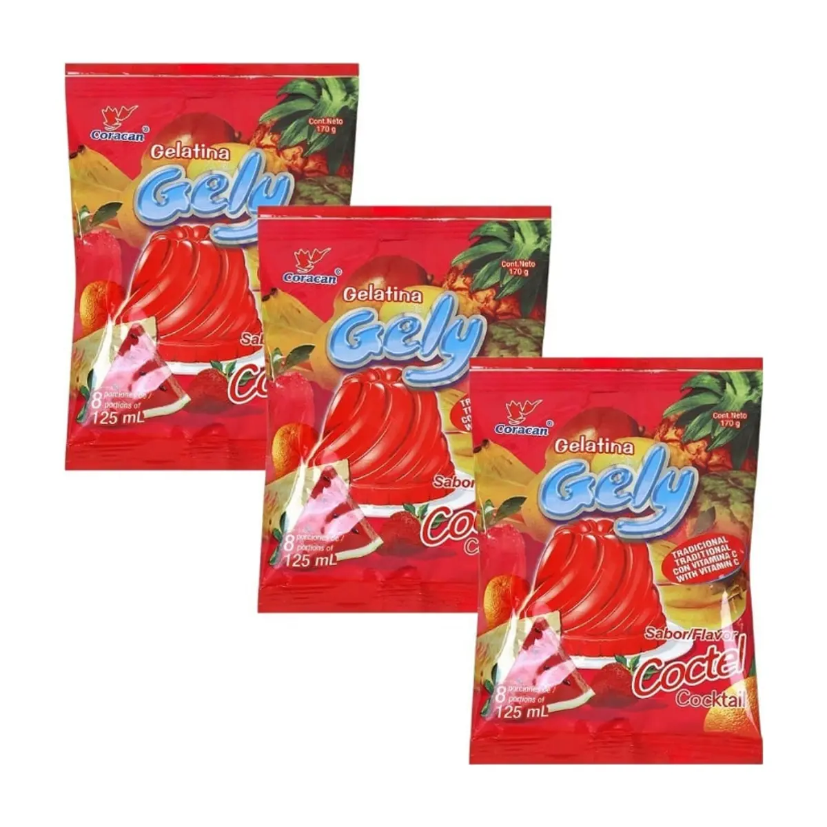 Gelatina sabor coctel Gely (3 x 170 g / 6 oz) - Miniatura 1