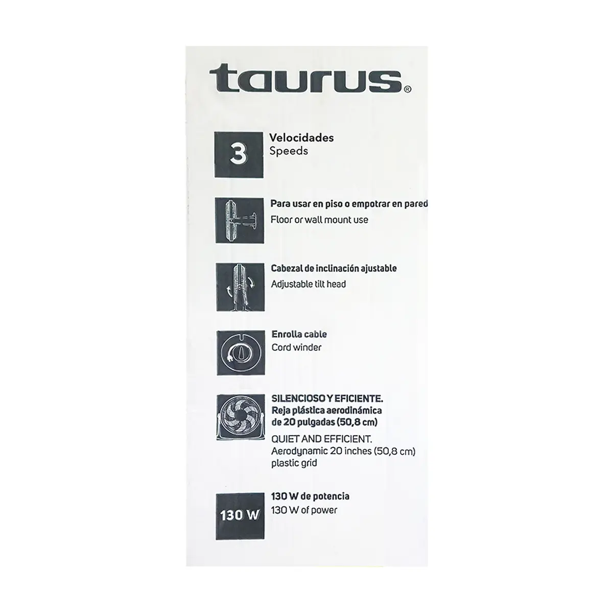 Ventilador circulador de piso de 20 pulgadas color negro Taurus Rush - Miniatura 6