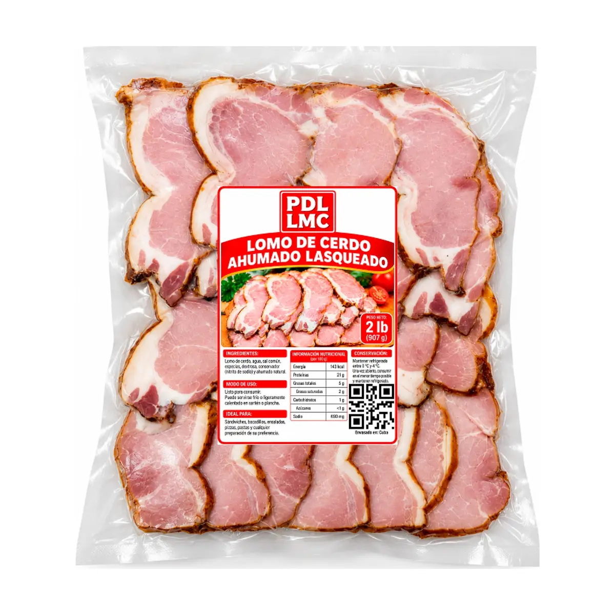 Lomo de cerdo ahumado lasqueado PDL LMC (907 g / 2 lb)