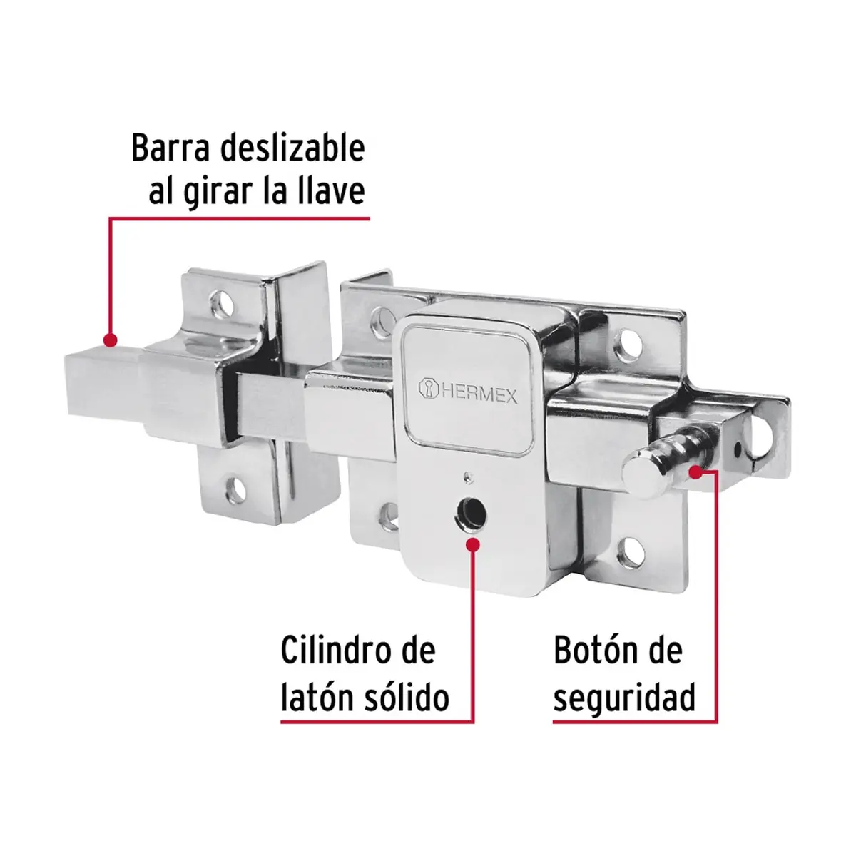 Cerradura de barra fija izquierda Hermex CB-50I - Miniatura 2