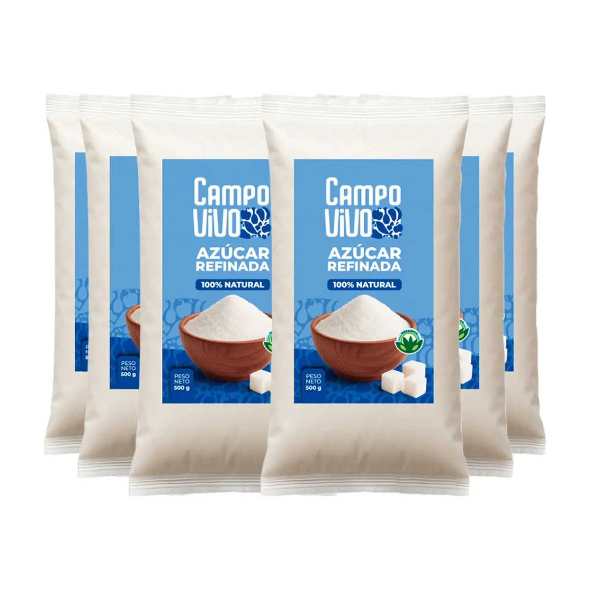 Azúcar blanca refinada Campo Vivo (6 x 500 g / 1.1 lb) - Miniatura 1