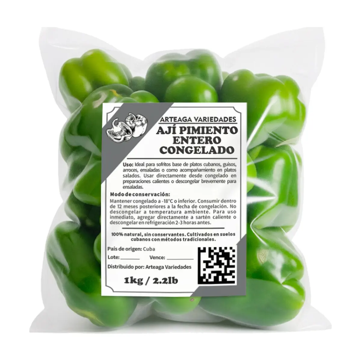 Ají pimiento entero congelado Arteaga Variedades (1 kg / 2.2 lb) - Miniatura 1