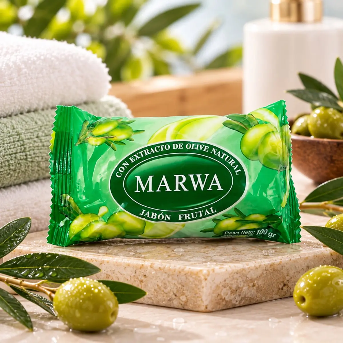 Jabón frutal con extracto de oliva Marwa (100 g / 3.5 oz) - Thumbnail 4
