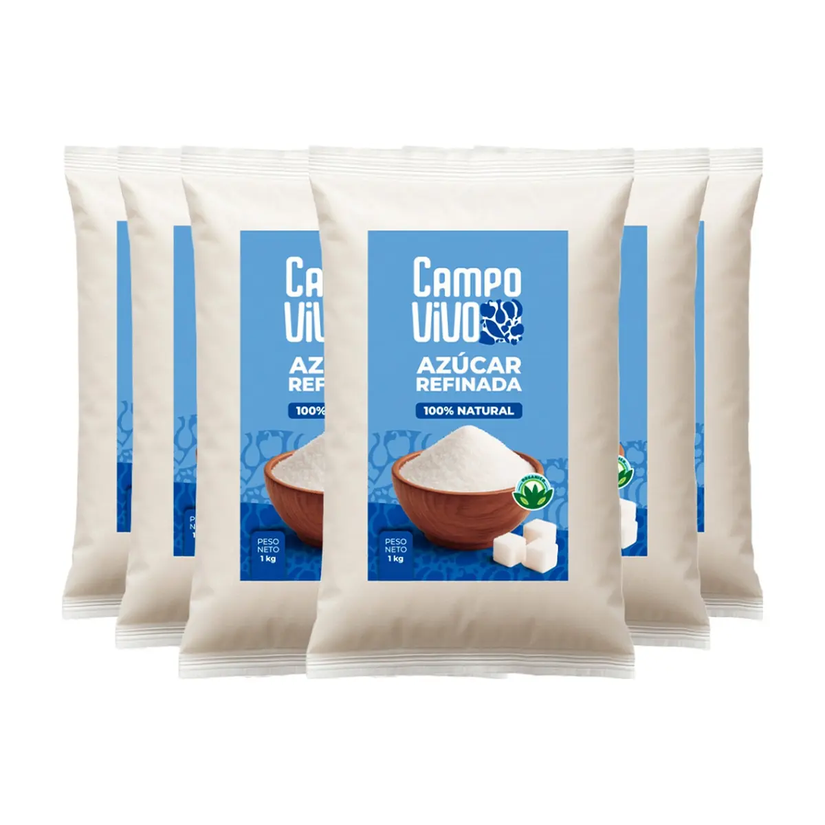 Azúcar blanca refinada Campo Vivo (6 x 1 kg / 2.2 lb) - Imagen 1