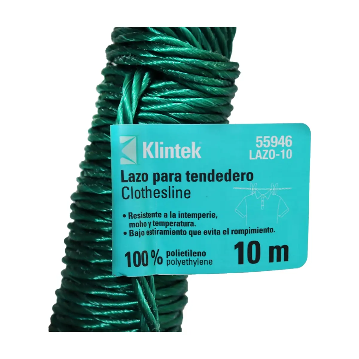 Lazo para tendedero de 10 m de largo color verde Klintek - Thumbnail 4