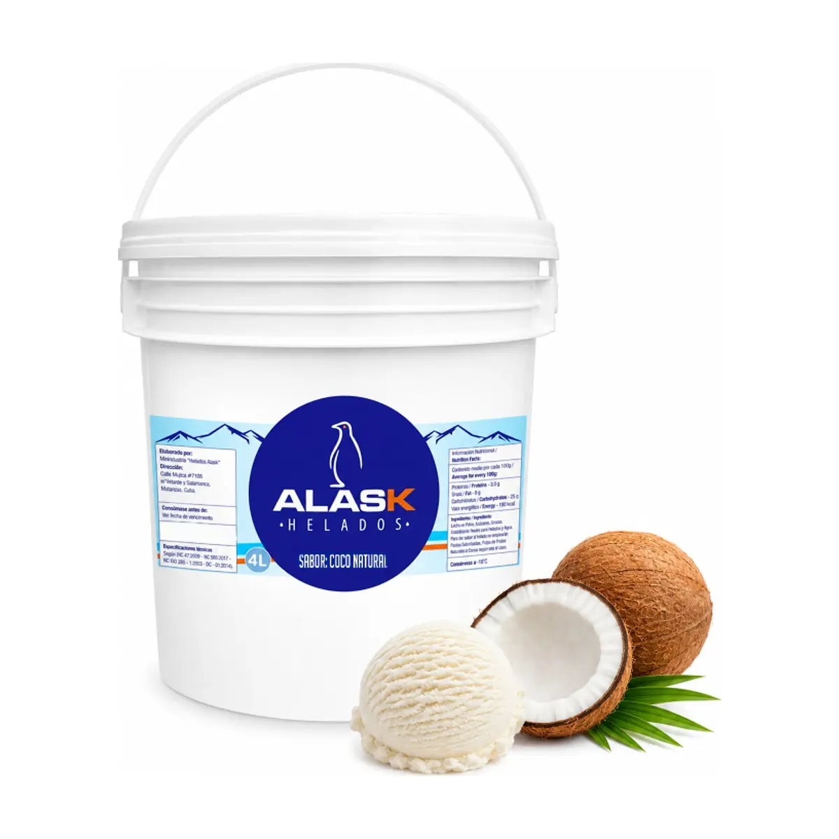 Helado de coco natural Alask (4 L)