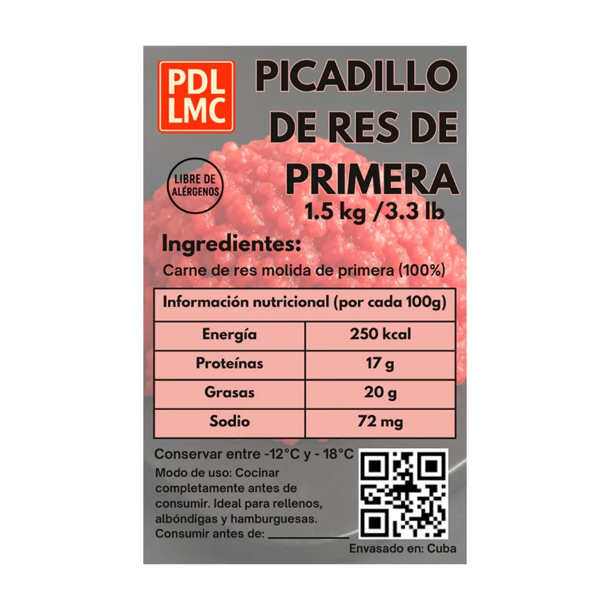 Picadillo de res de primera PDL LMC (1.5 kg / 3.3 lb) - Thumbnail 3