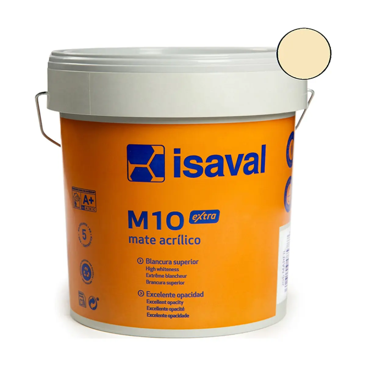 Pintura acrilica interior y exterior color marfil M - 10 Isaval (5 Kg / 11 lb)