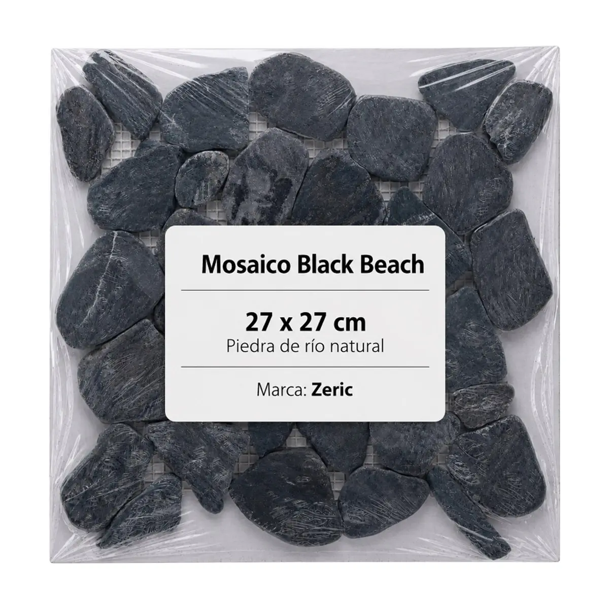 Caja de losas - Mosaico Black beach 27 x 27 cm – piedra de río natural Zeric (10 U) - Thumbnail 2