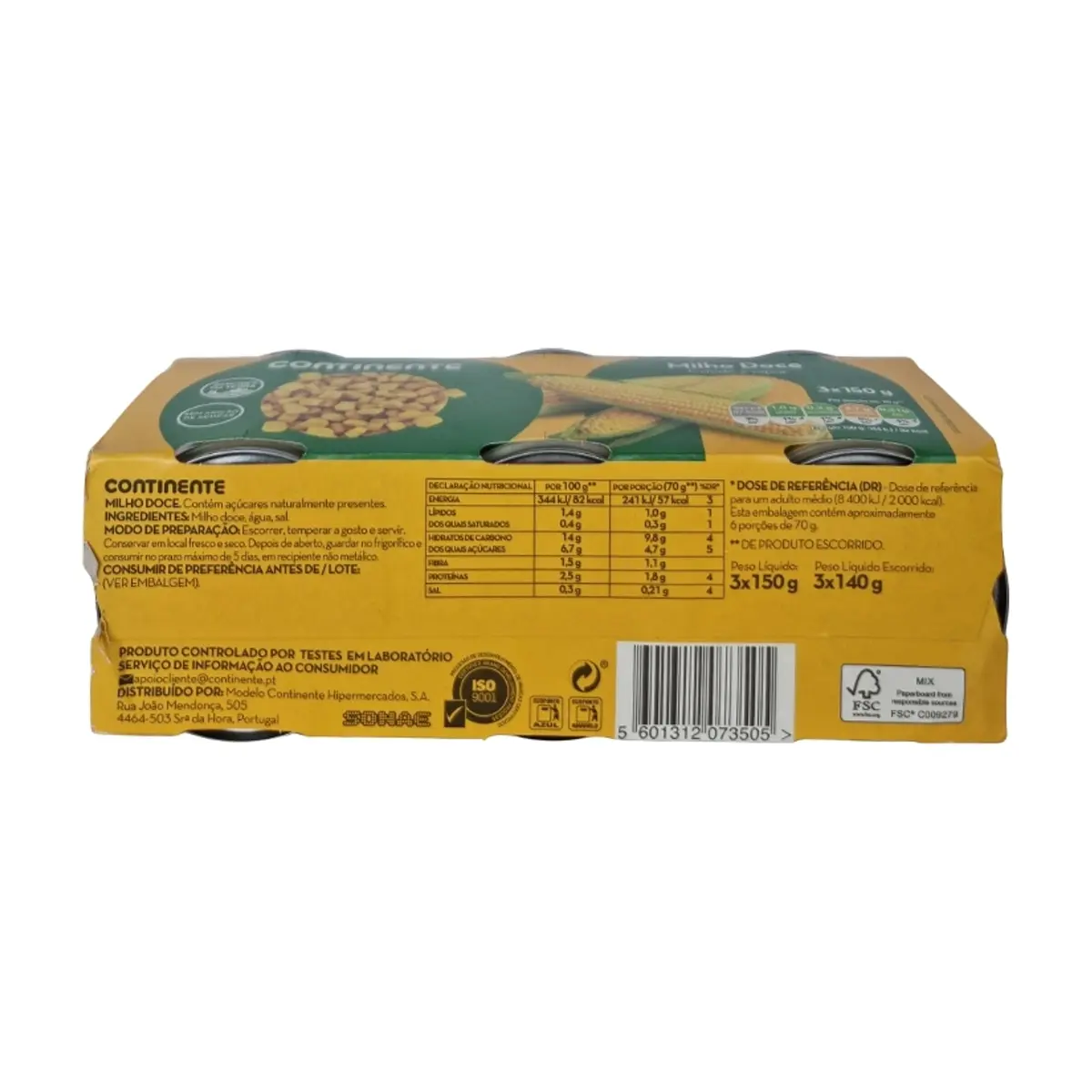 Maíz dulce sin gluten Continente (3 x 150 g / 5.29 oz) - Thumbnail 3
