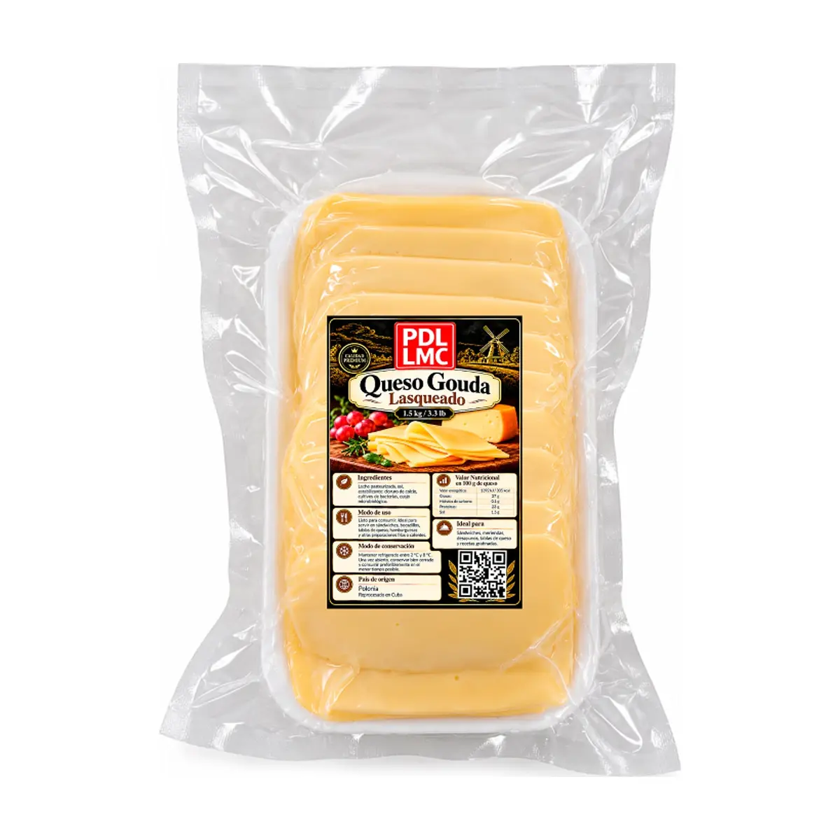 Queso gouda lasqueado PDL LMC (1.5 kg / 3.3 lb) - Imagen 1