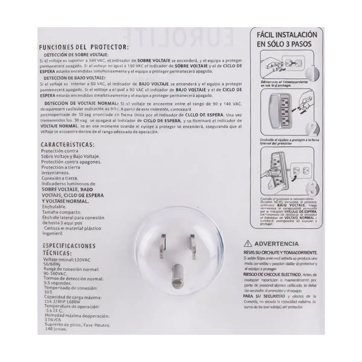 Protector de voltaje 120 V/15 A Eurolite EL-3064 - Thumbnail 3
