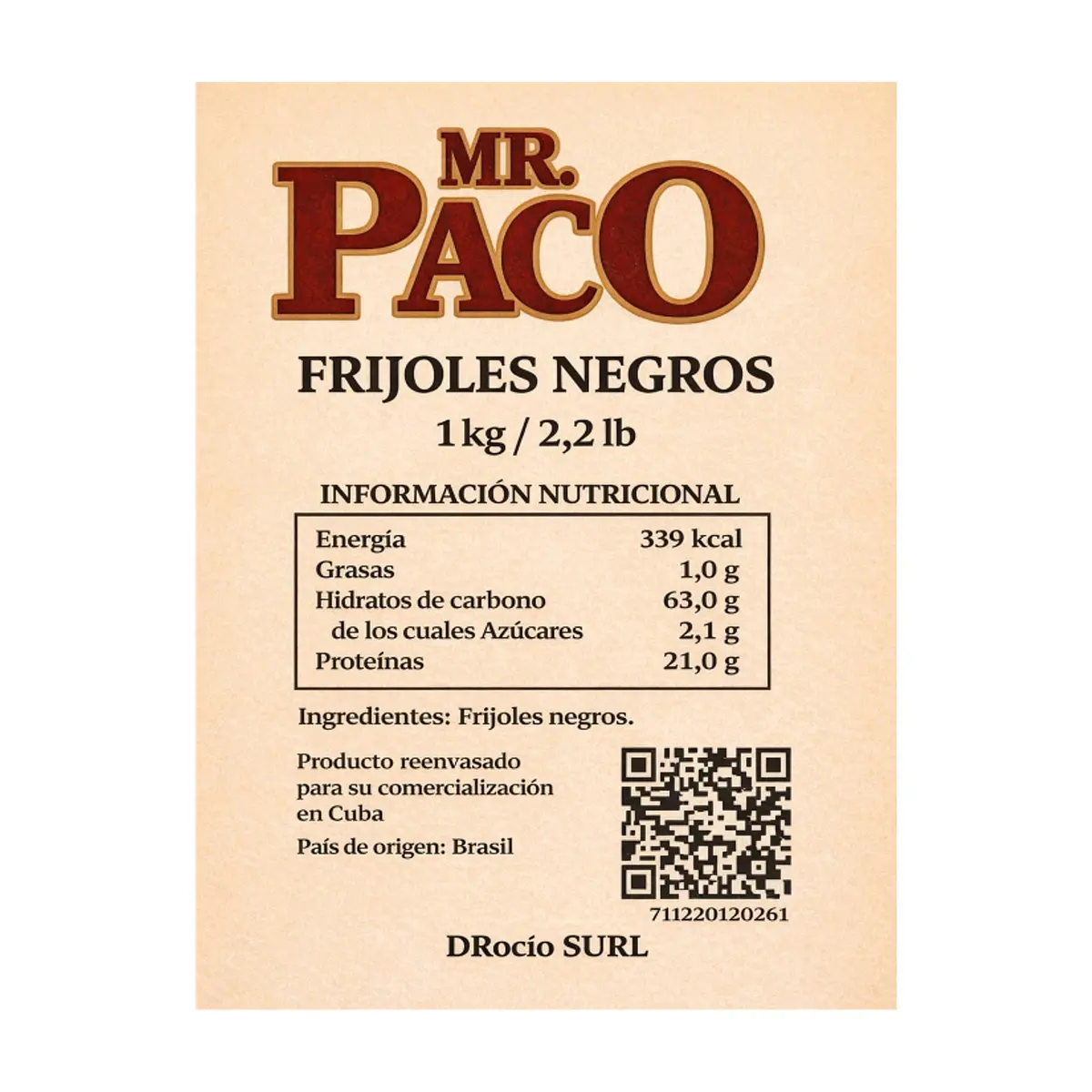 Frijoles negros Mr. Paco (1 kg / 2.2 lb) - Thumbnail 2
