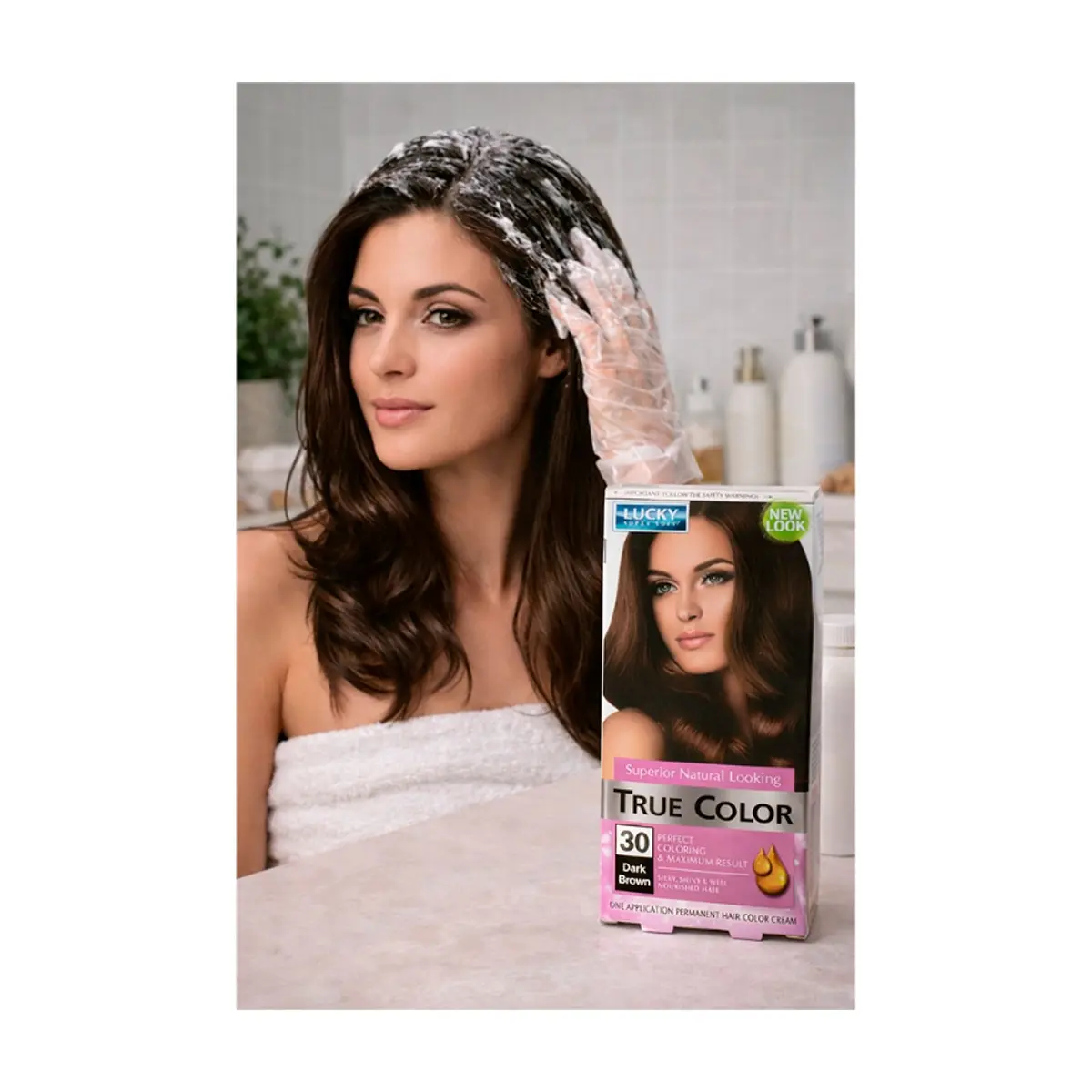 Tinte de cabello para mujer color castaño oscuro #30 Lucky Super Soft (40 ml / 1.36 fl. oz) - Thumbnail 4