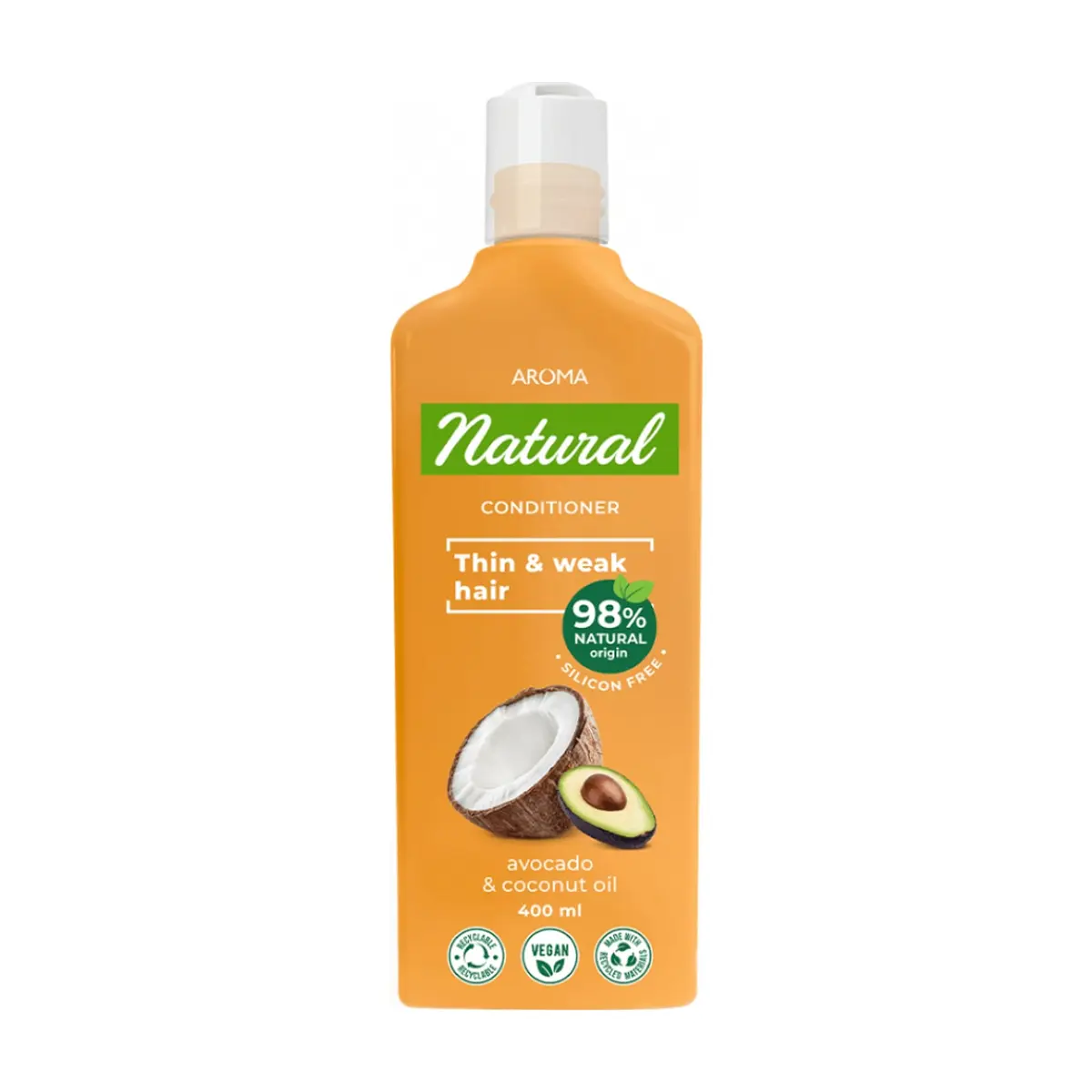 Acondicionador con aguacate y aceite de coco para cabello fino y débil Aroma Natural (400 ml) - Imagen 1