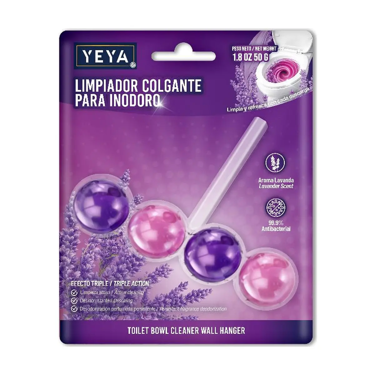 Limpiador colgante para inodoro aroma lavanda YEYA (50 g / 1.8 oz)