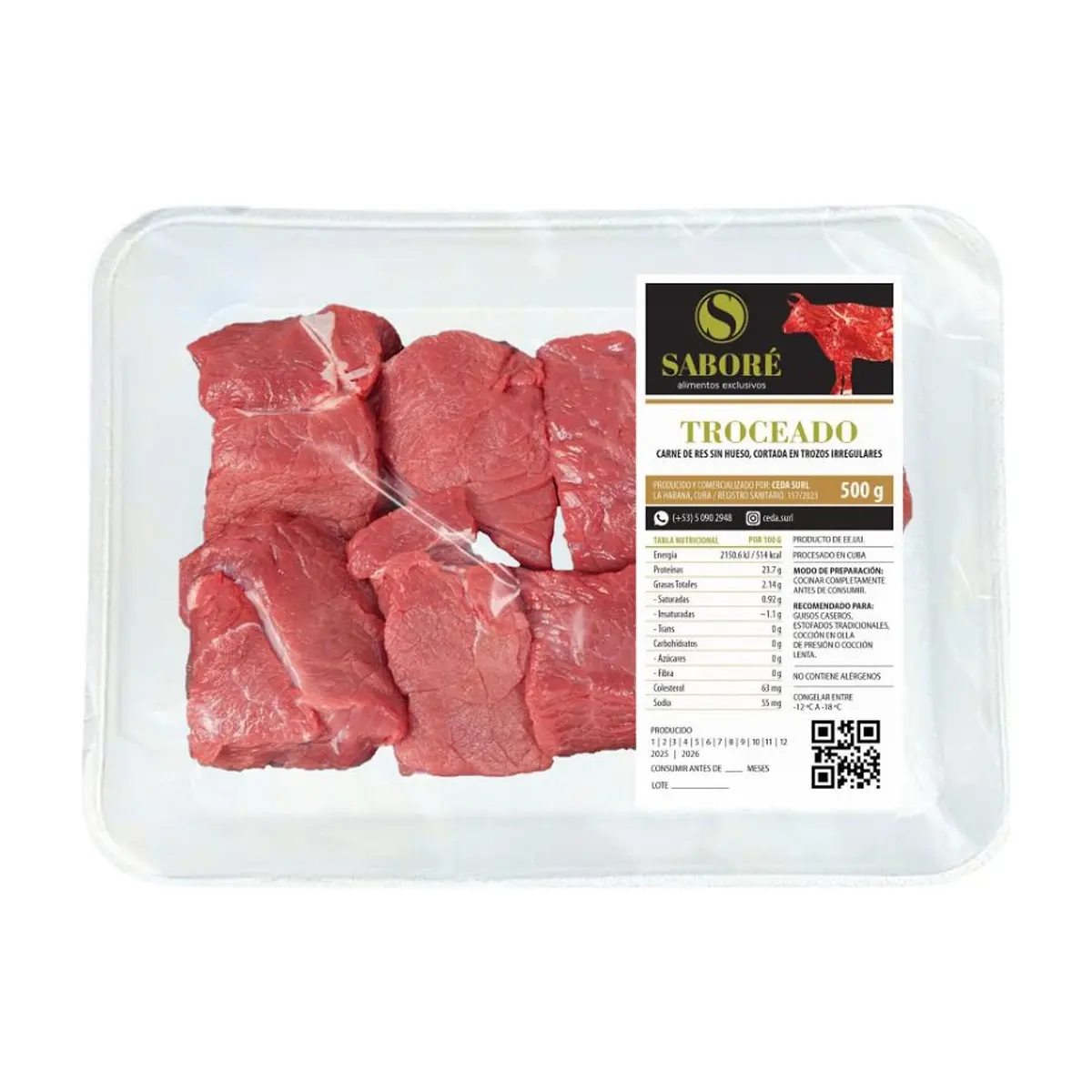 Carne de res de segunda troceada Saboré (500 g / 1.10 lb)