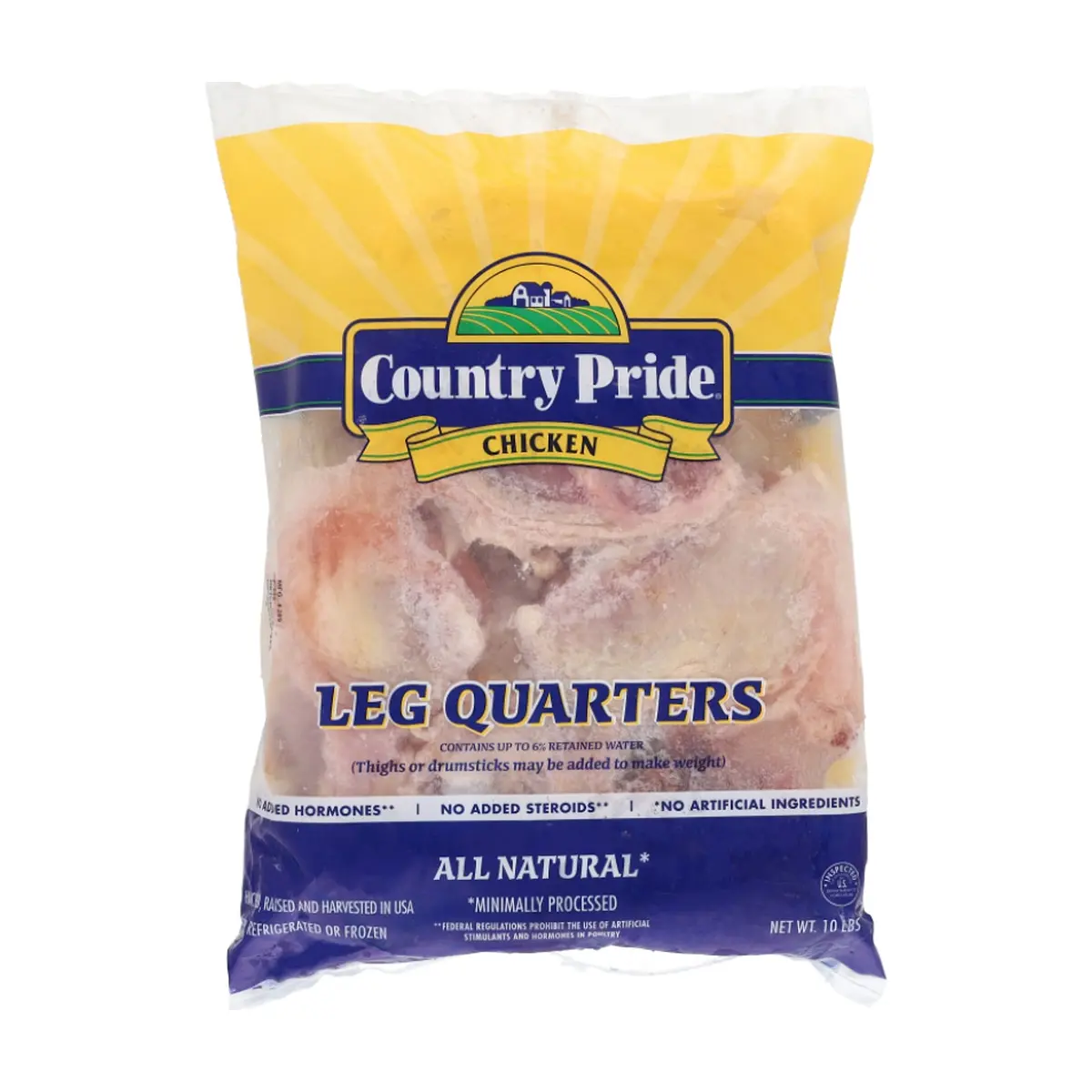 Cuartos traseros de pollo Country Pride (4.53 kg / 10 lb)