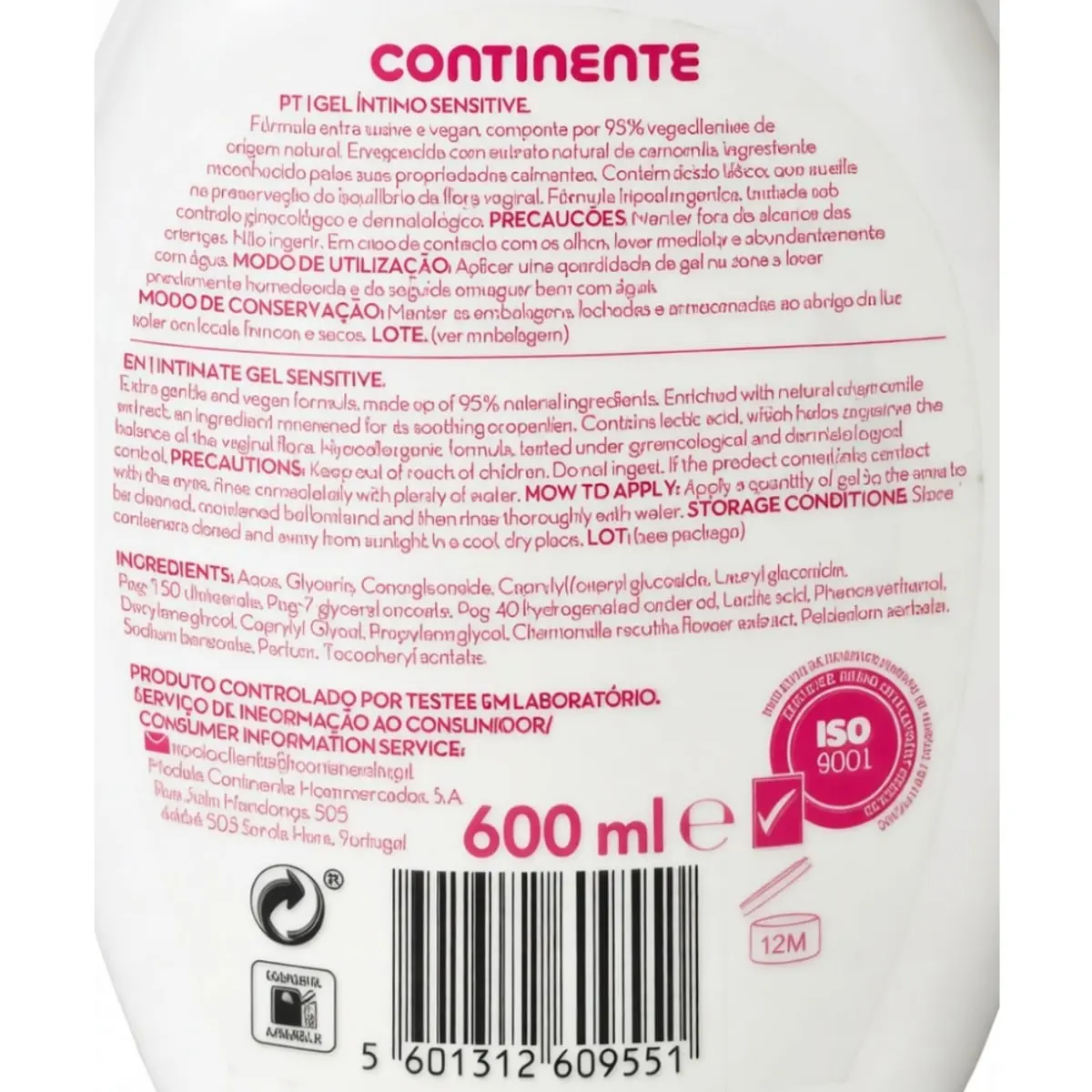 Gel íntimo sensible Continente (600 ml / 20.29 fl oz) - Miniatura 3
