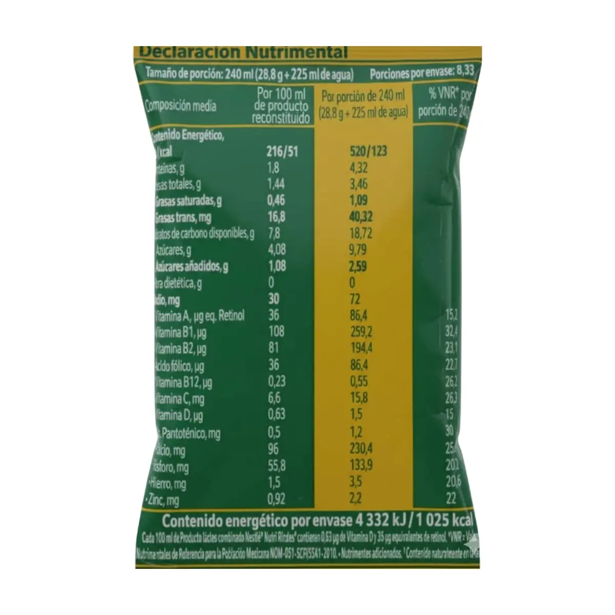 Leche semidescremada en polvo Nestlé Nutri Rindes (240 g / 8.47 oz) - Thumbnail 4