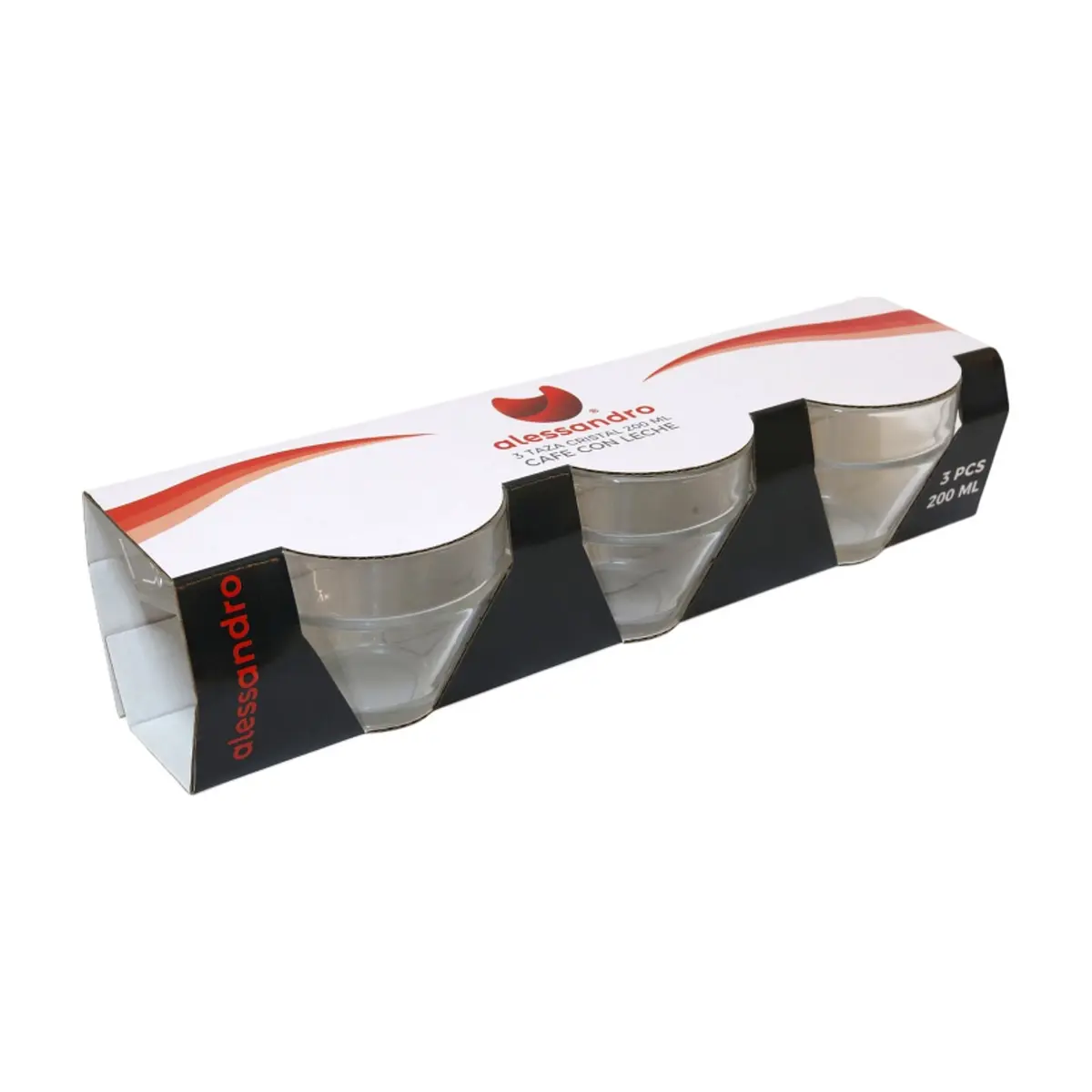 Juego de tazas de cristal café con leche de 200 ml Alessandro (3 U) - Thumbnail 3
