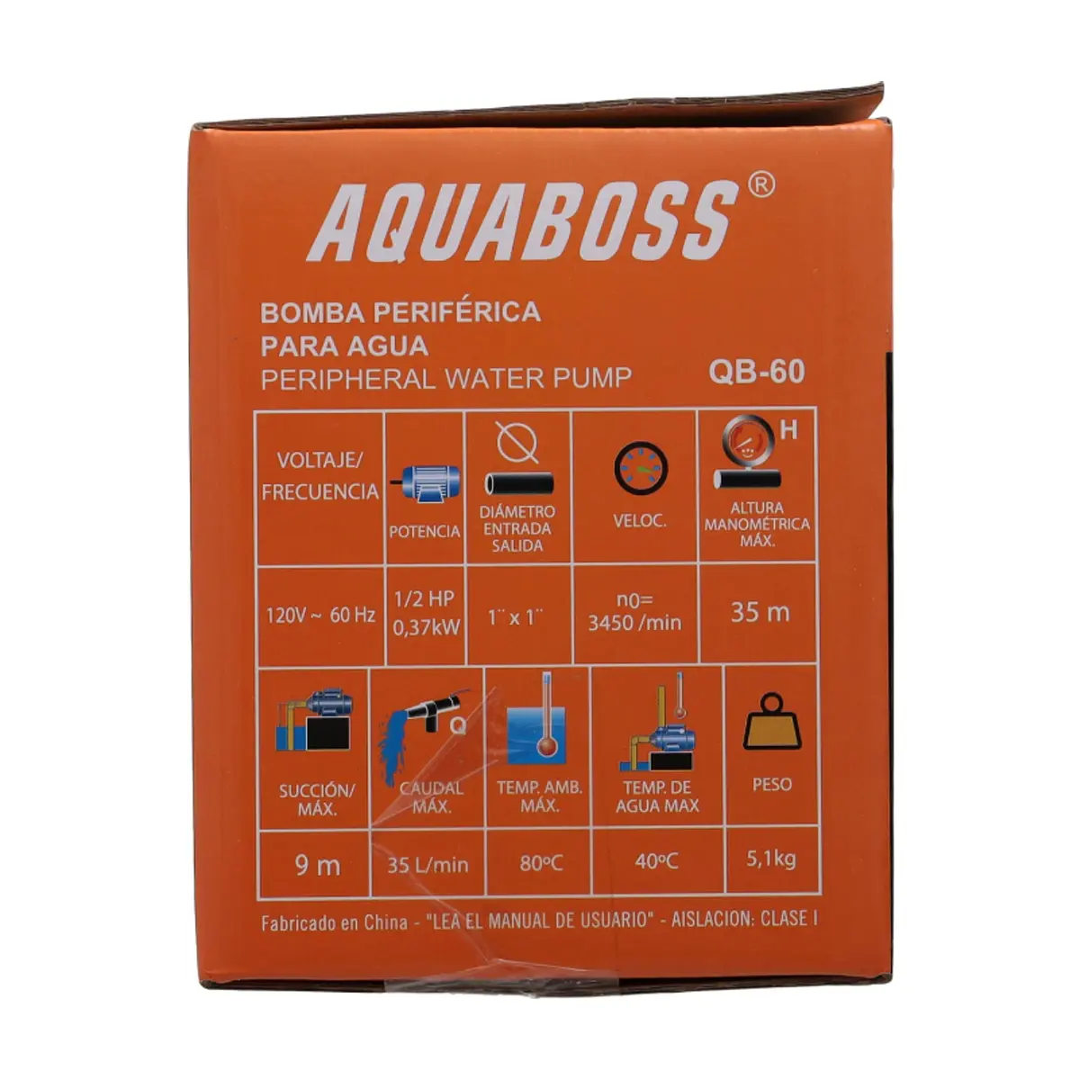 Bomba periférica para agua AQUABOSS QB-60 - Thumbnail 2