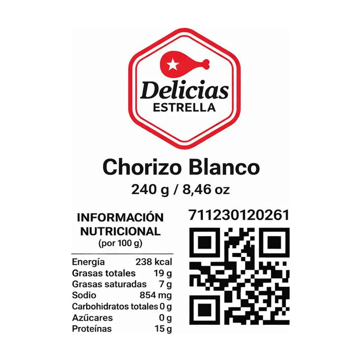 Chorizo blanco Delicias Estrella (240 g / 8.46 oz) - Thumbnail 3