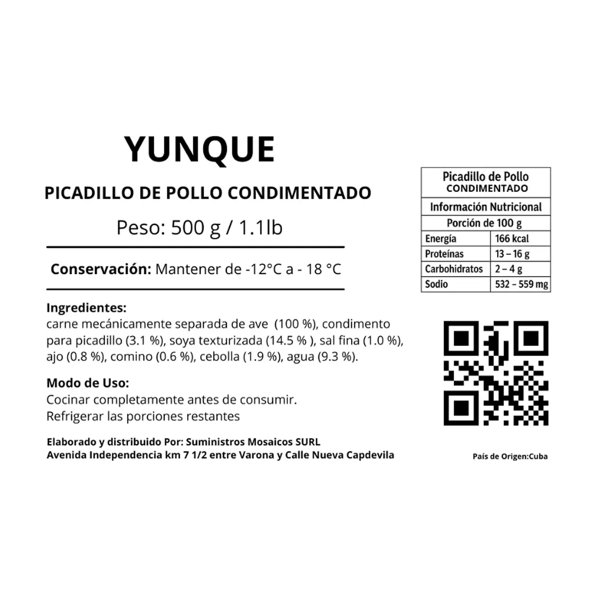 Picadillo de pollo condimentado Yunque (500 g / 1.1 lb) - Thumbnail 2