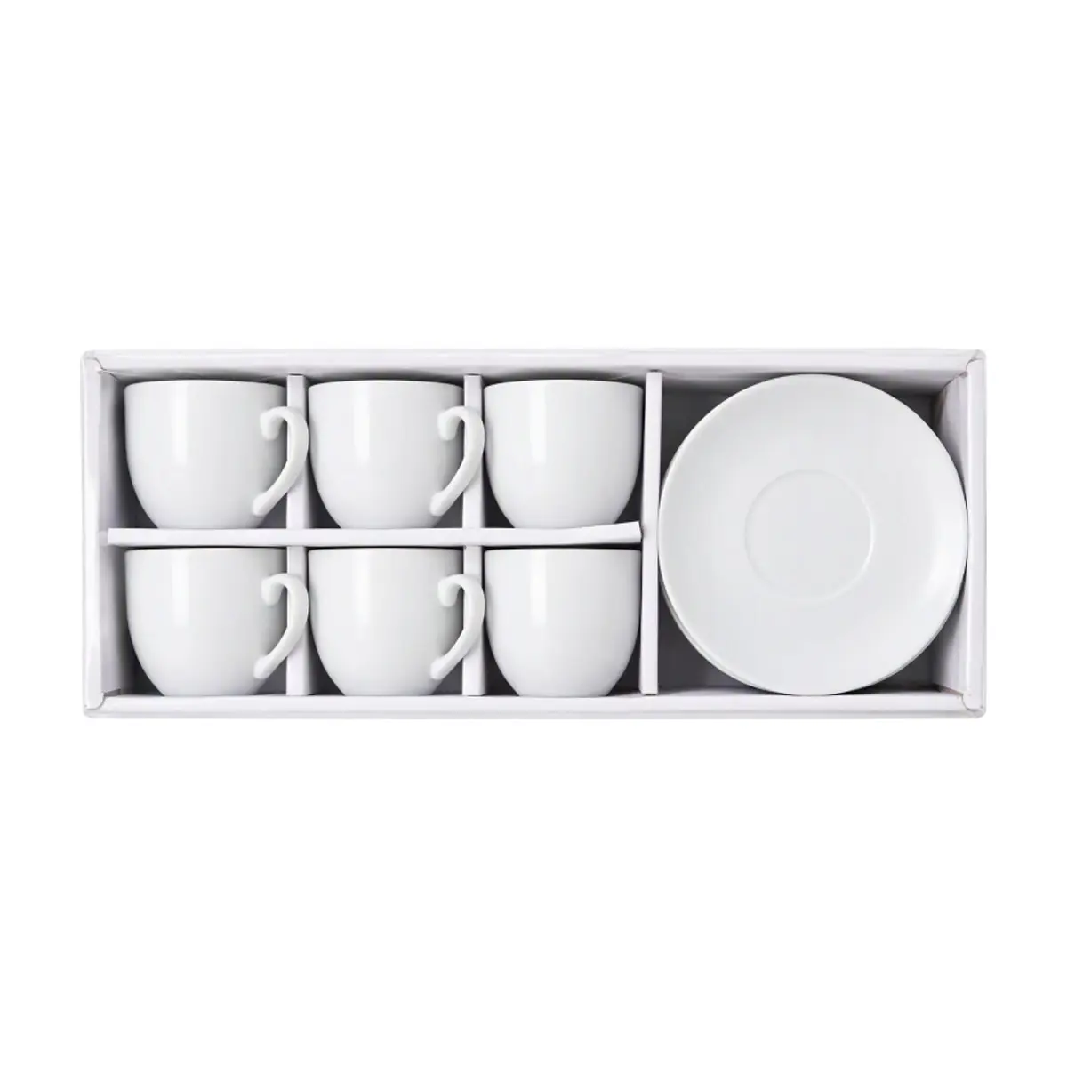 Juego de tazas de café con plato de cerámica blanca Estone (6 U) - Thumbnail 2