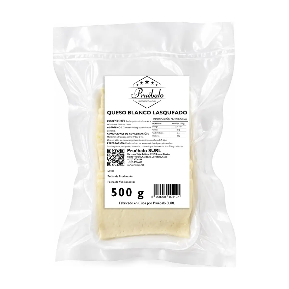 Queso blanco lasqueado Pruébalo (500 g / 1.1 lb) - Imagen 1