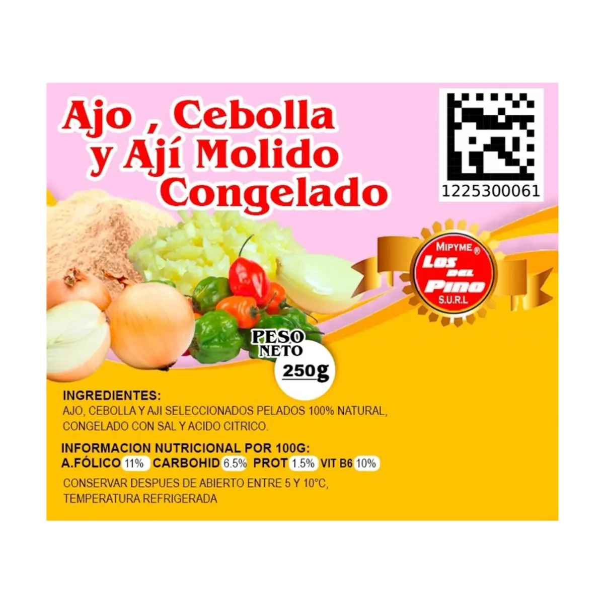 Ajo, cebolla y ají molida congelada Los del Pino (250 g / 8.8 oz) - Thumbnail 3