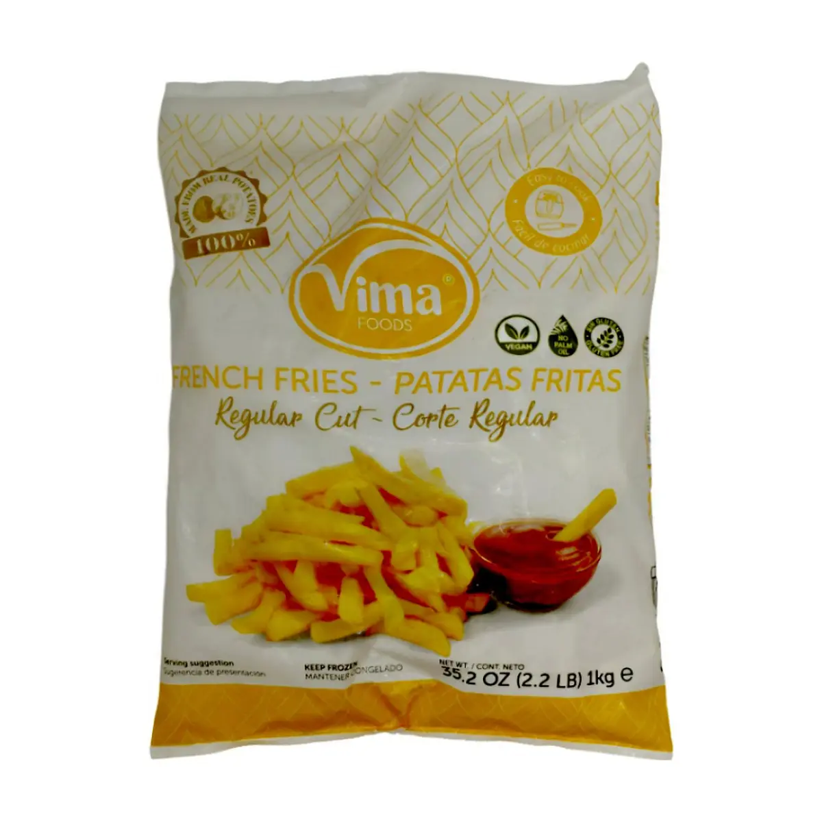 Patatas prefritas corte regular Vima Foods (1 kg / 2.2 lb)