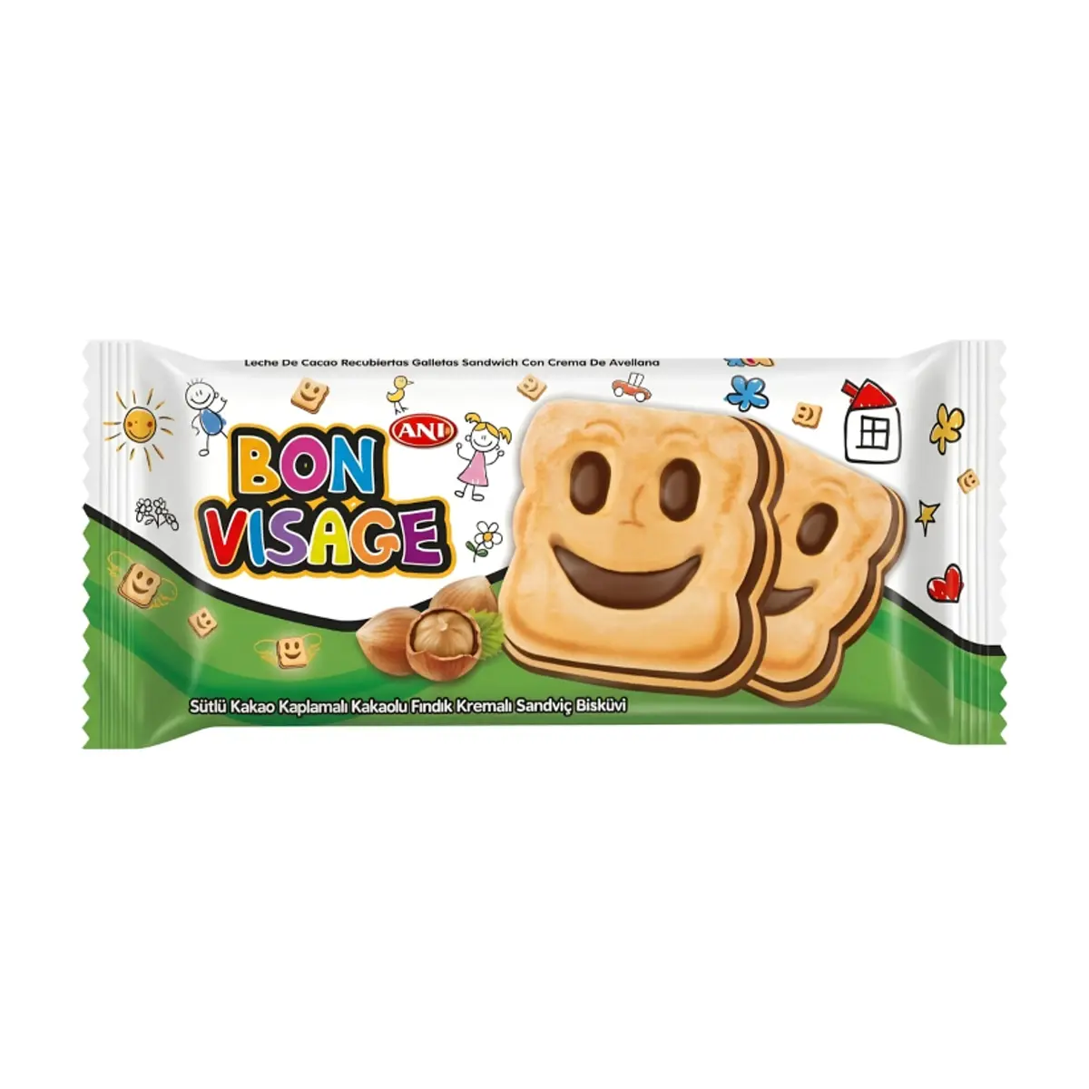 Galletas de vainilla con crema de cacao y avellanas Bon Visage Ani (40 g / 1.41 oz) - Imagen 1