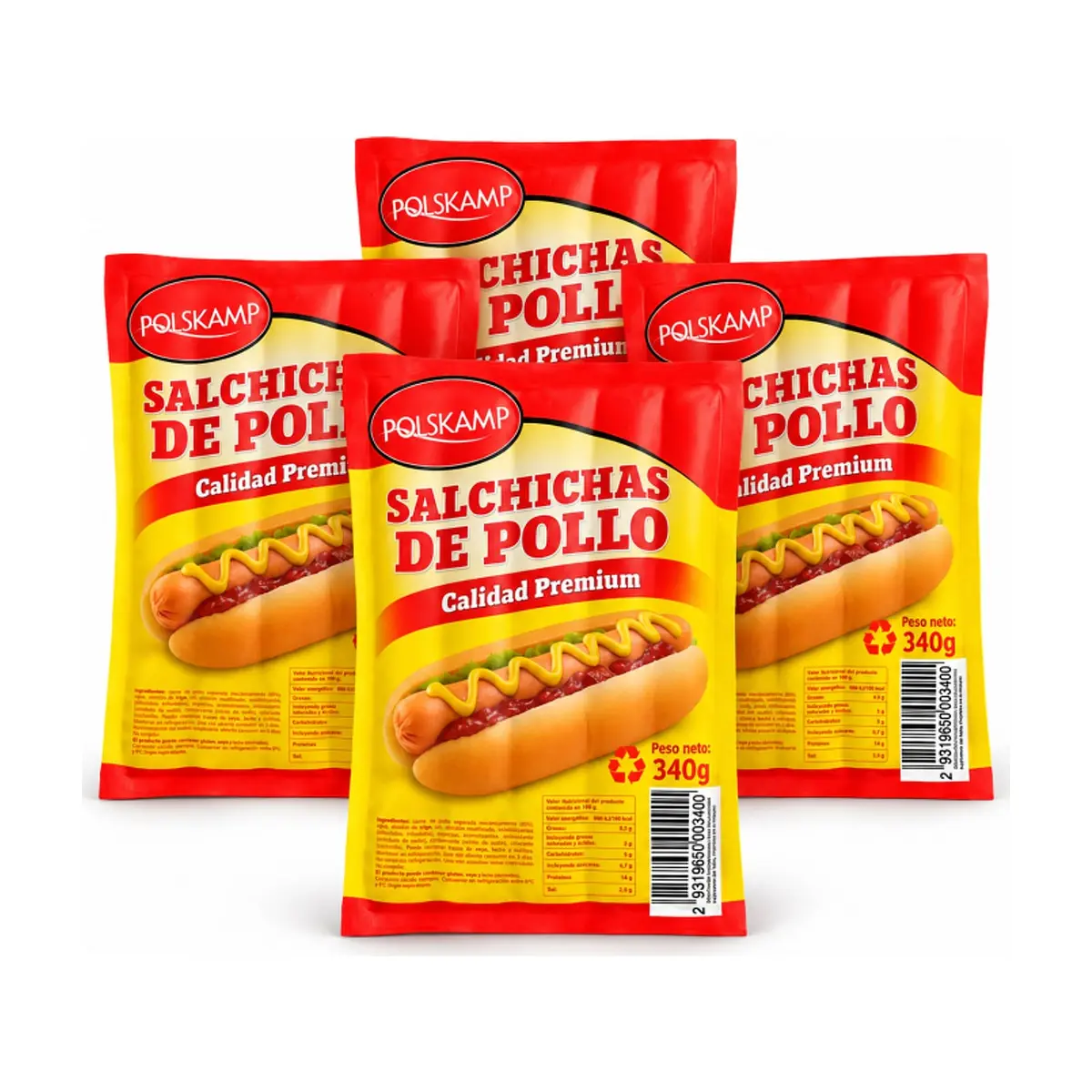 Salchichas de pollo Polskamp (4 x 340 g / 12 oz)