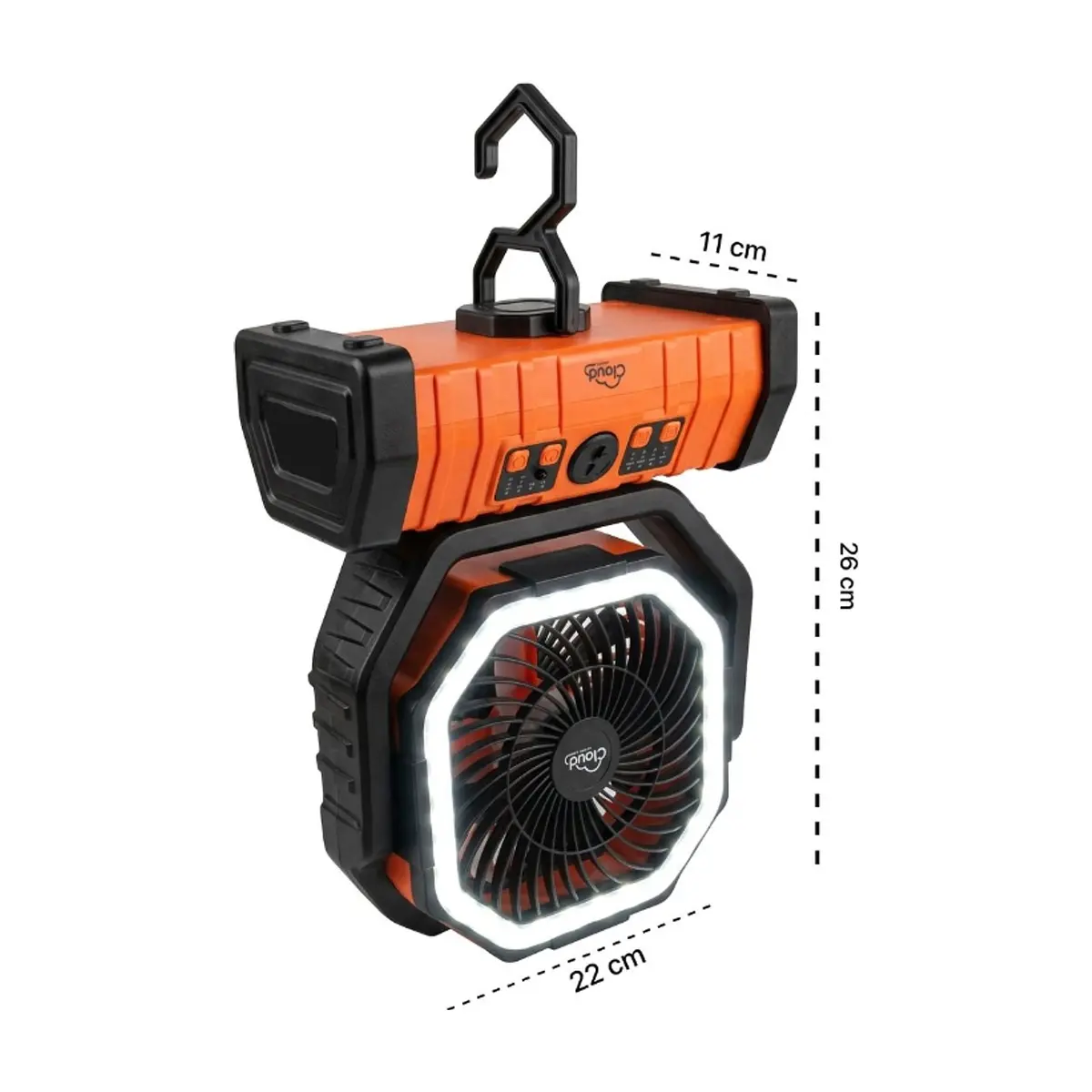 Ventilador recargable con luz LED color naranja Cloud F6 CEPFWS-B - Thumbnail 2